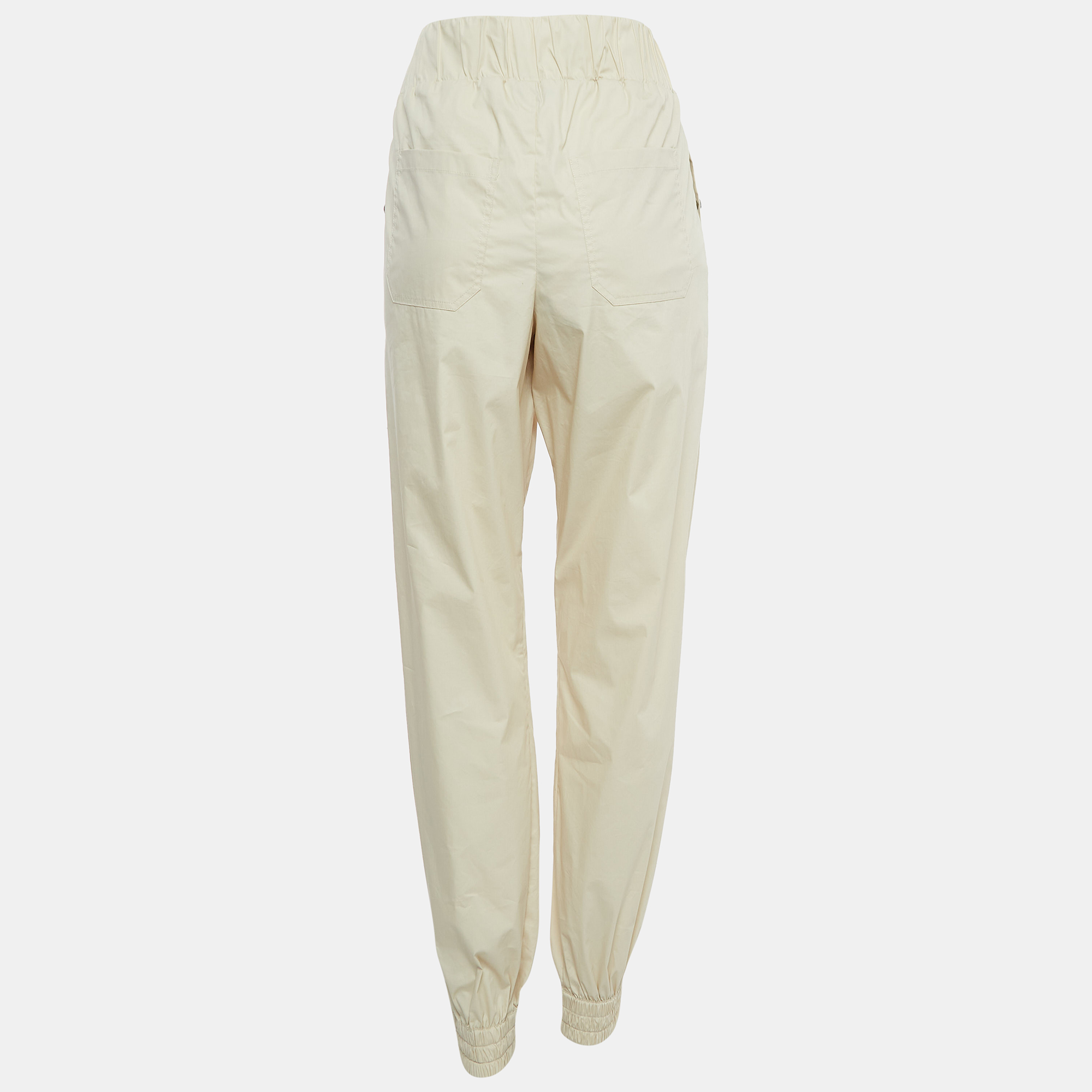 

Chanel Light Beige Cotton Blend Waist Tie Detail Elasticated Hem Trousers