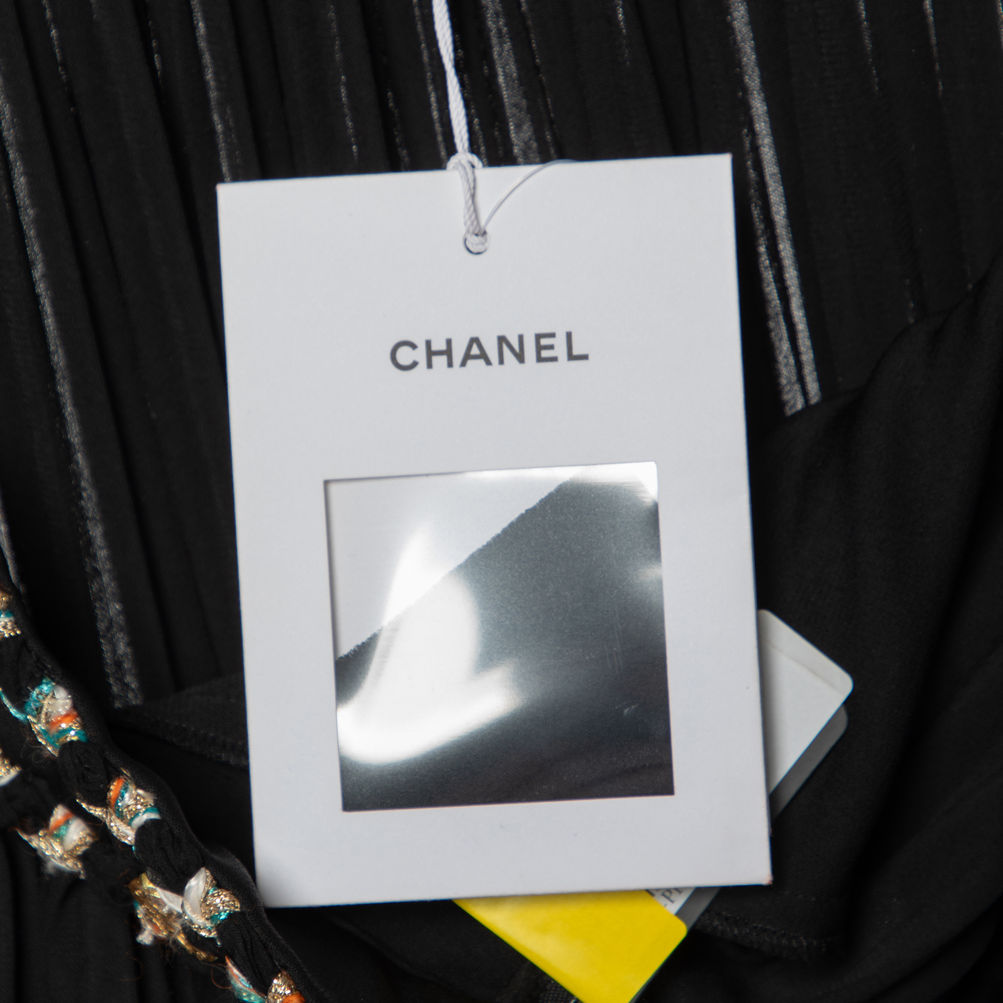 Chanel Black Crepe Tweed Trim Pleated Palazzo Pants S