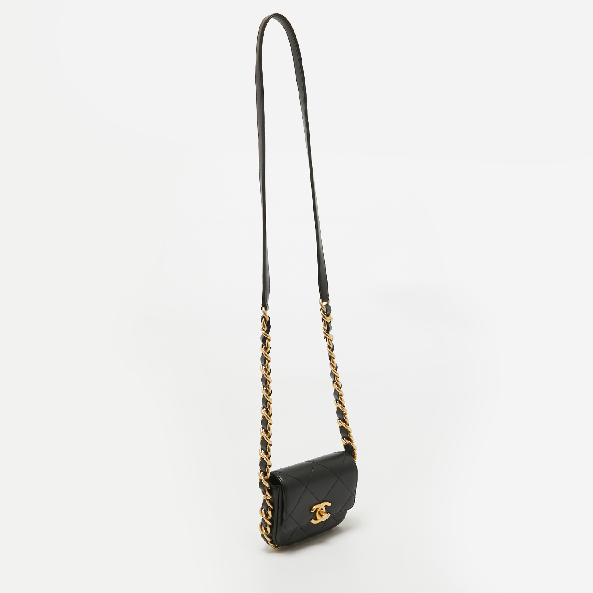 Chanel Black Quilted Leather Mini Framing Chain Flap Bag