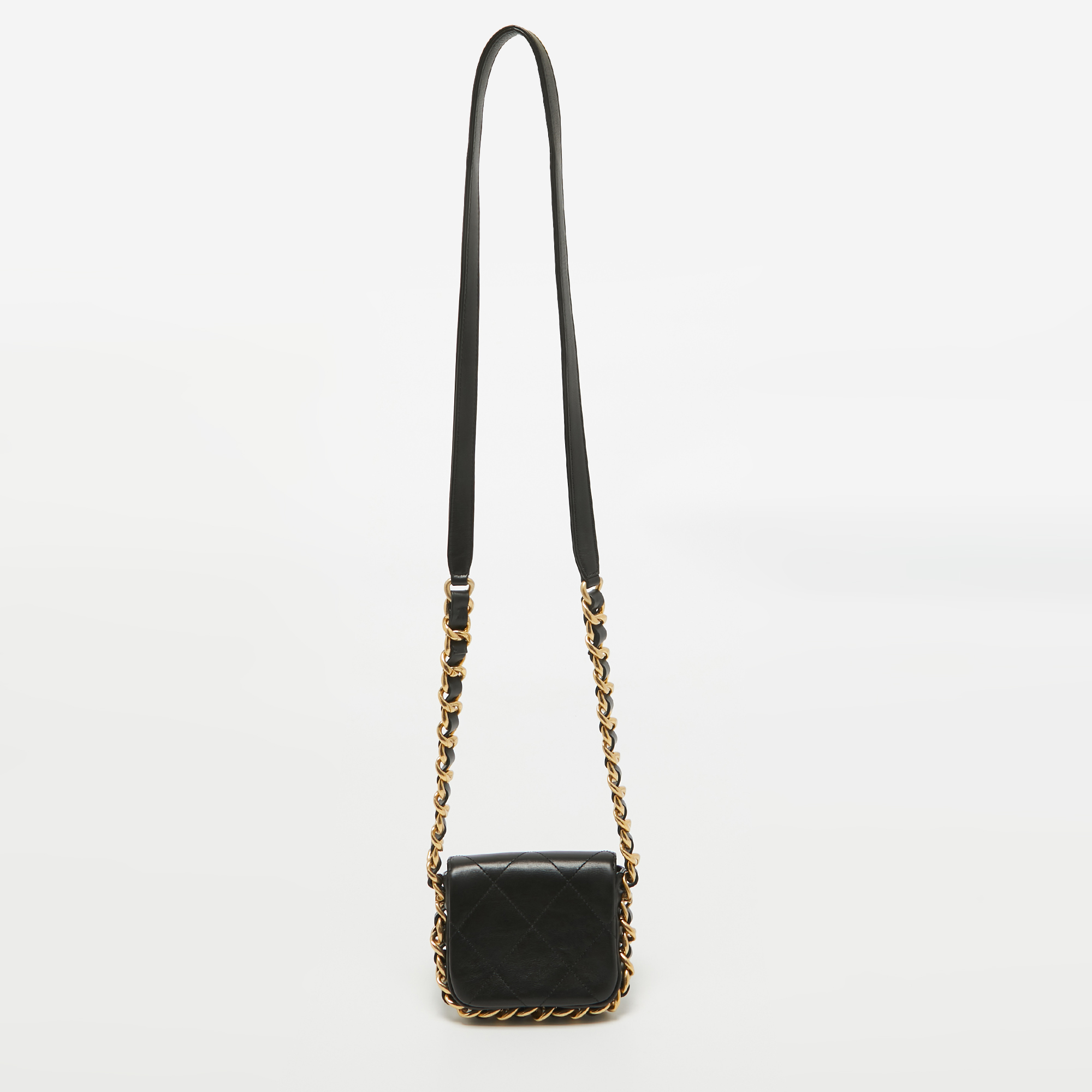 Chanel Black Quilted Leather Mini Framing Chain Flap Bag