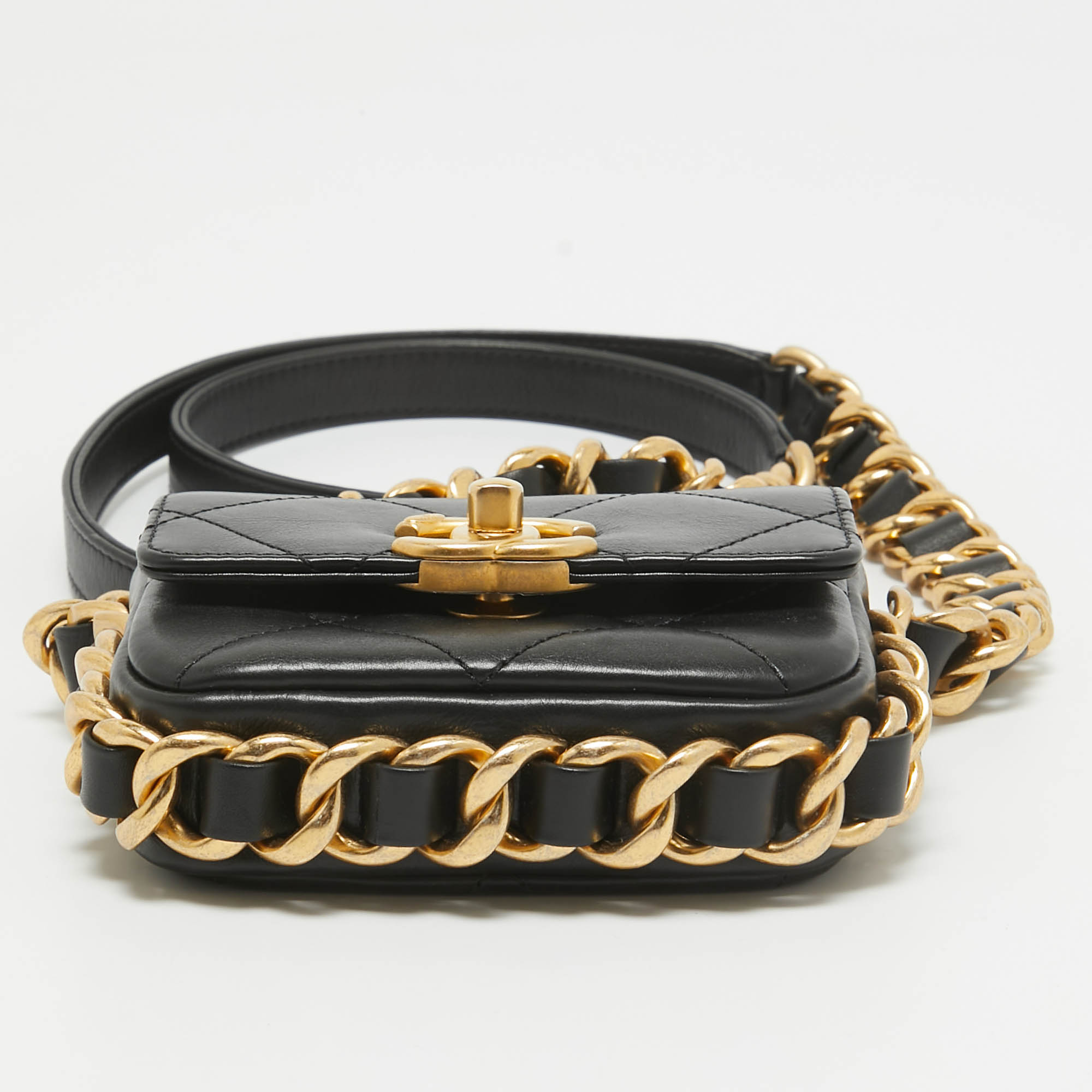 Chanel Black Quilted Leather Mini Framing Chain Flap Bag