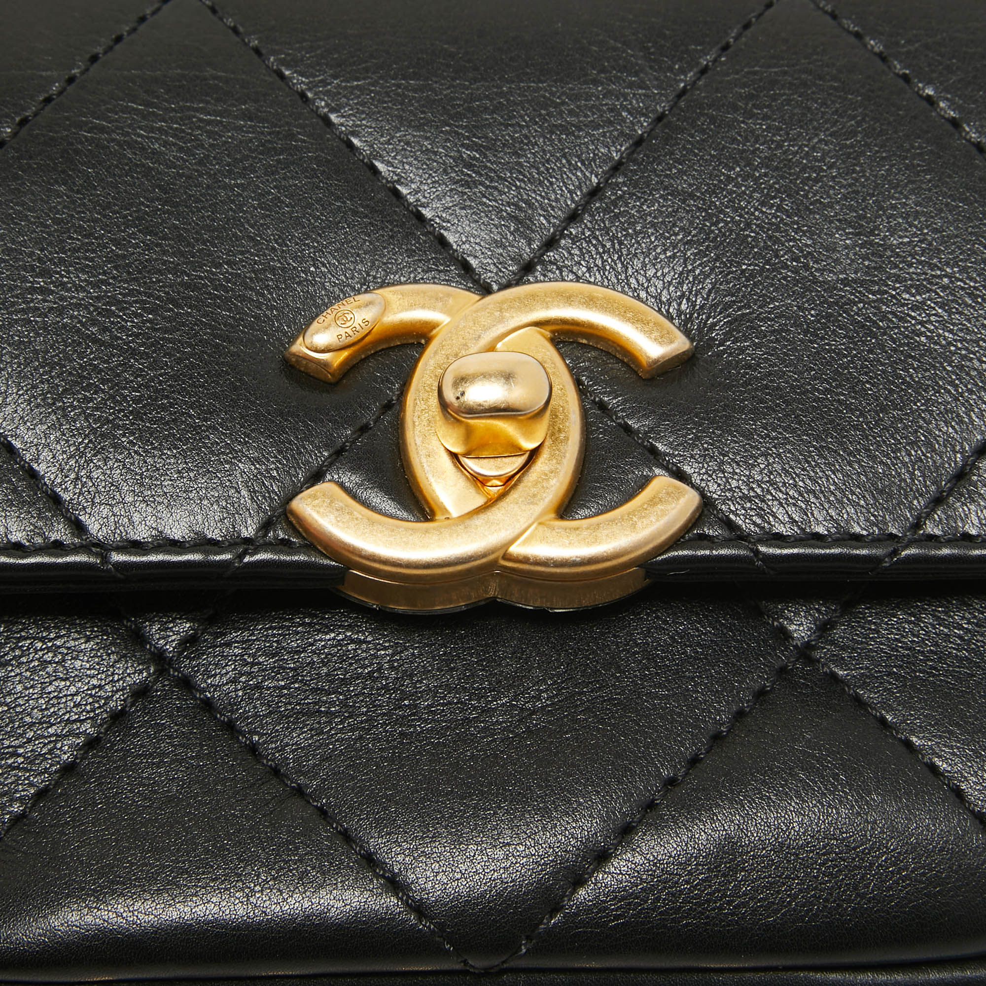 Chanel Black Quilted Leather Mini Framing Chain Flap Bag