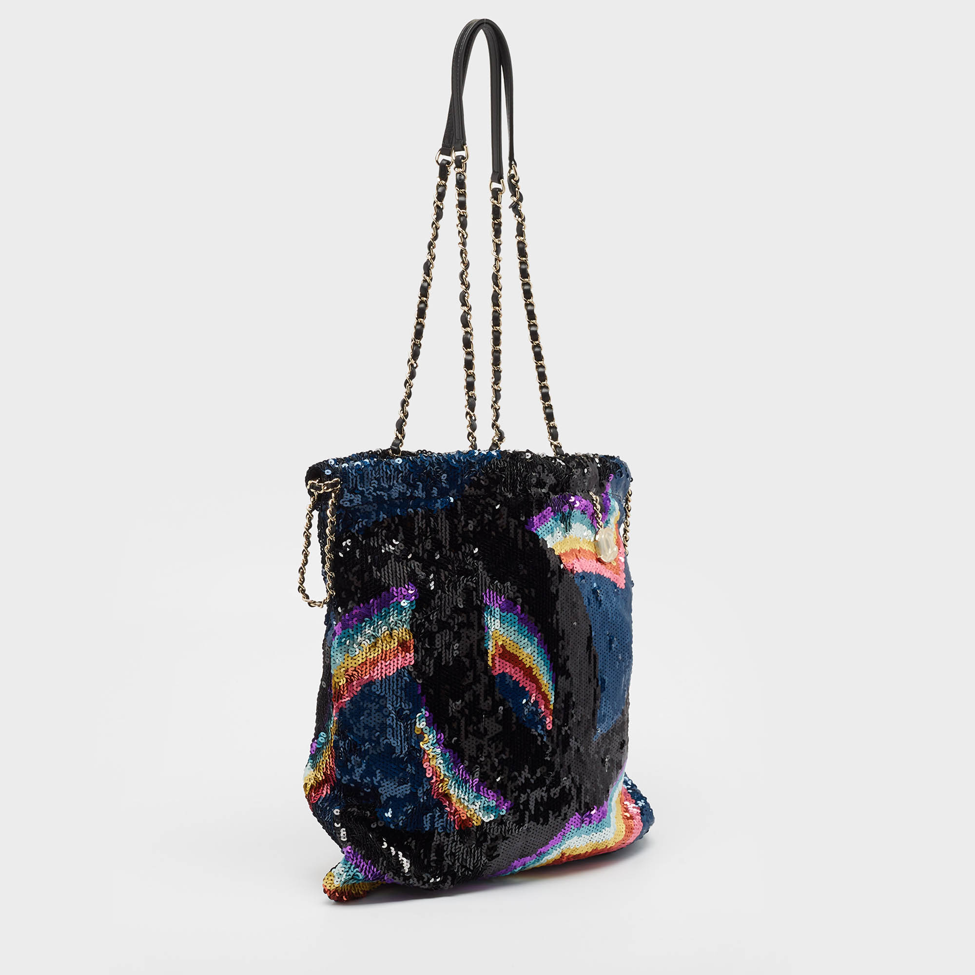 Chanel Multicolor Sequins CC Drawstring Chain Tote