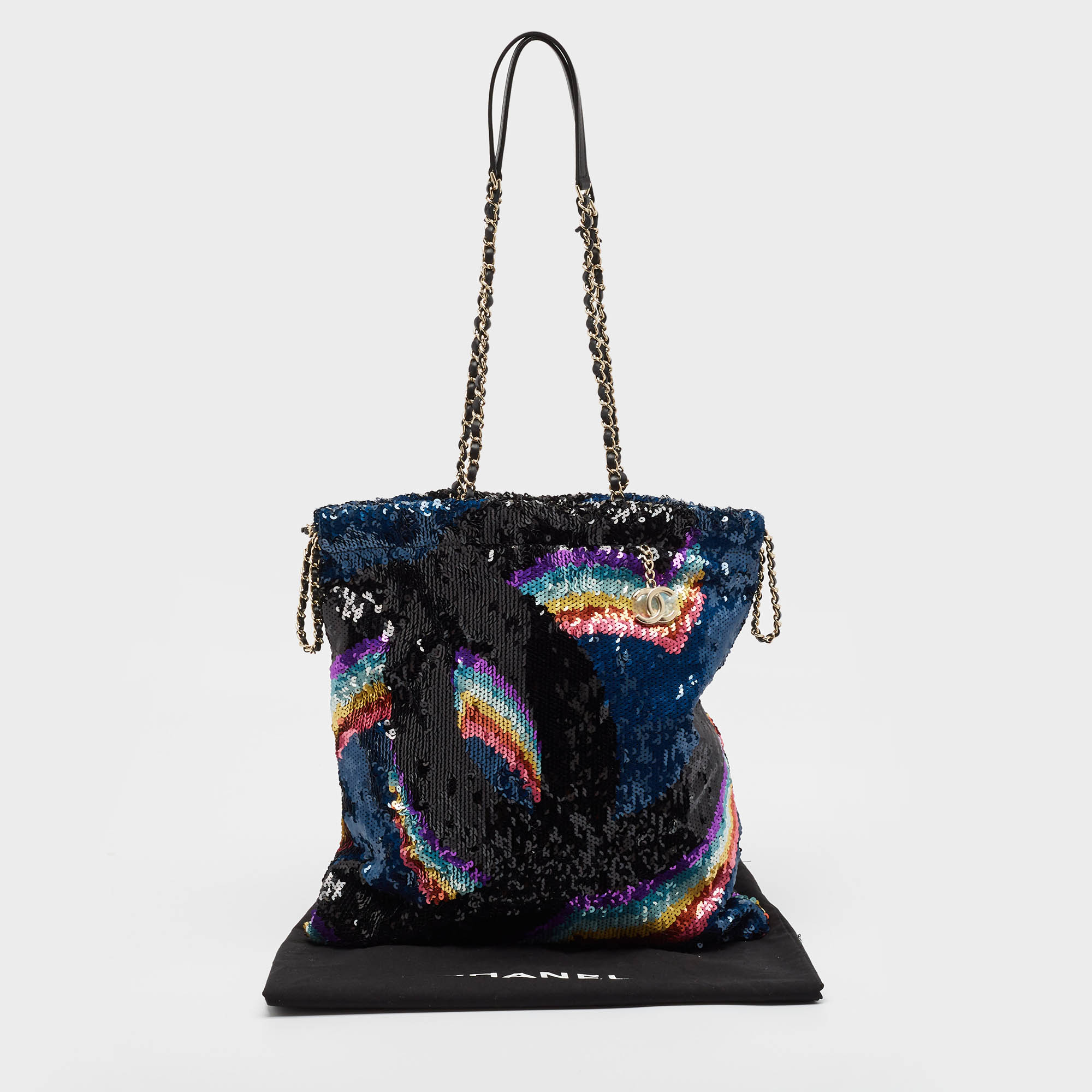 Chanel Multicolor Sequins CC Drawstring Chain Tote