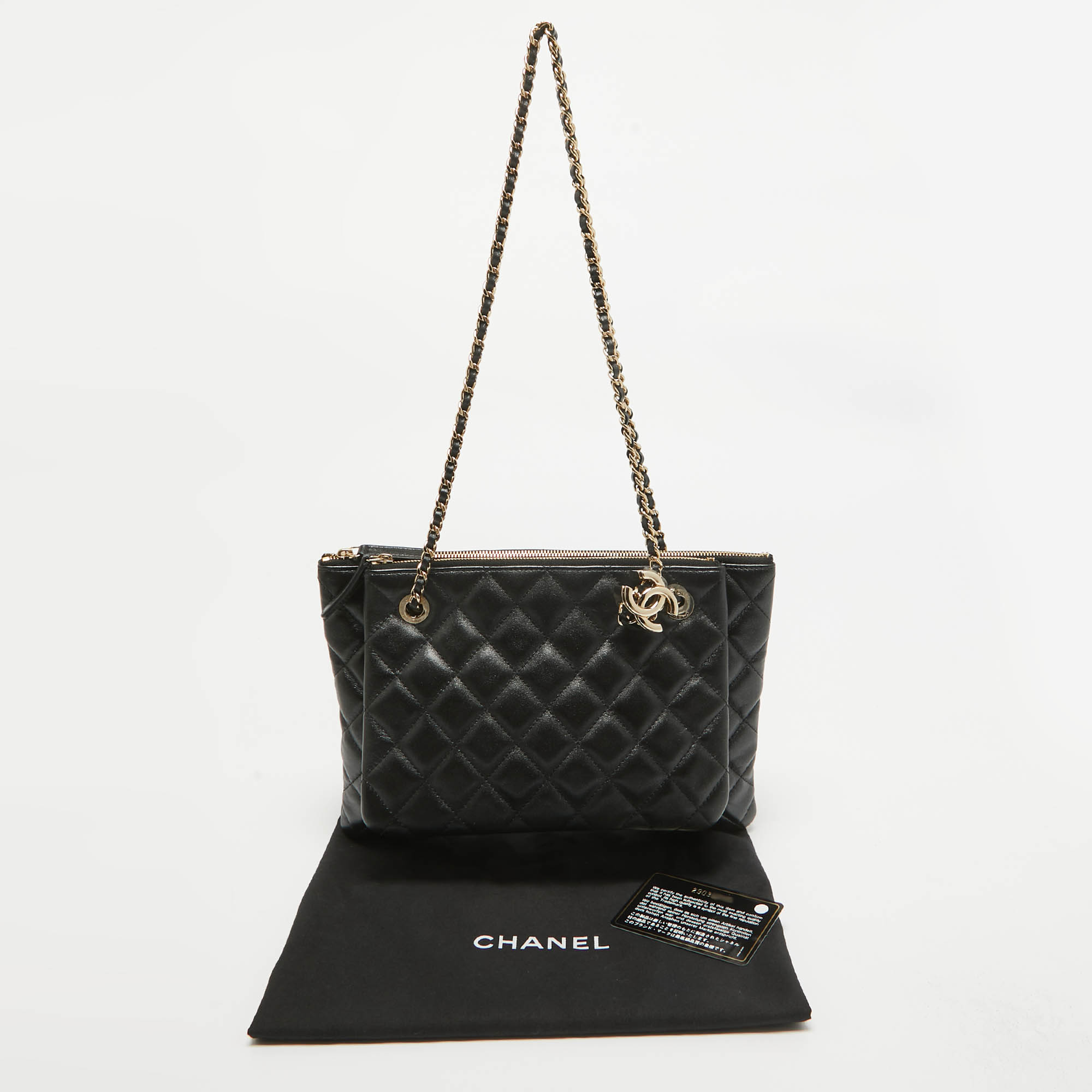 Chanel Black Quilted Leather Double Zip Crossbody Pouch