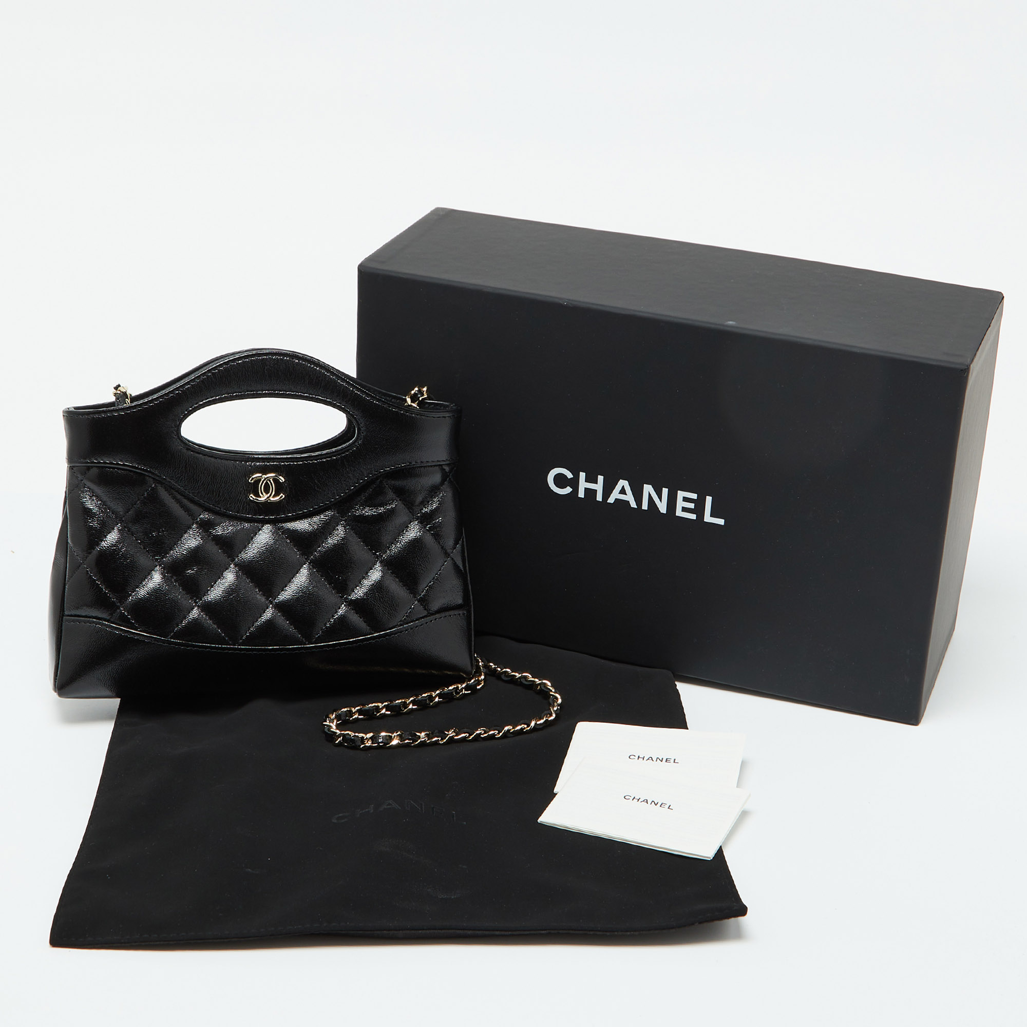 Chanel Black Quilted Leather Nano 31 Shopping Bag