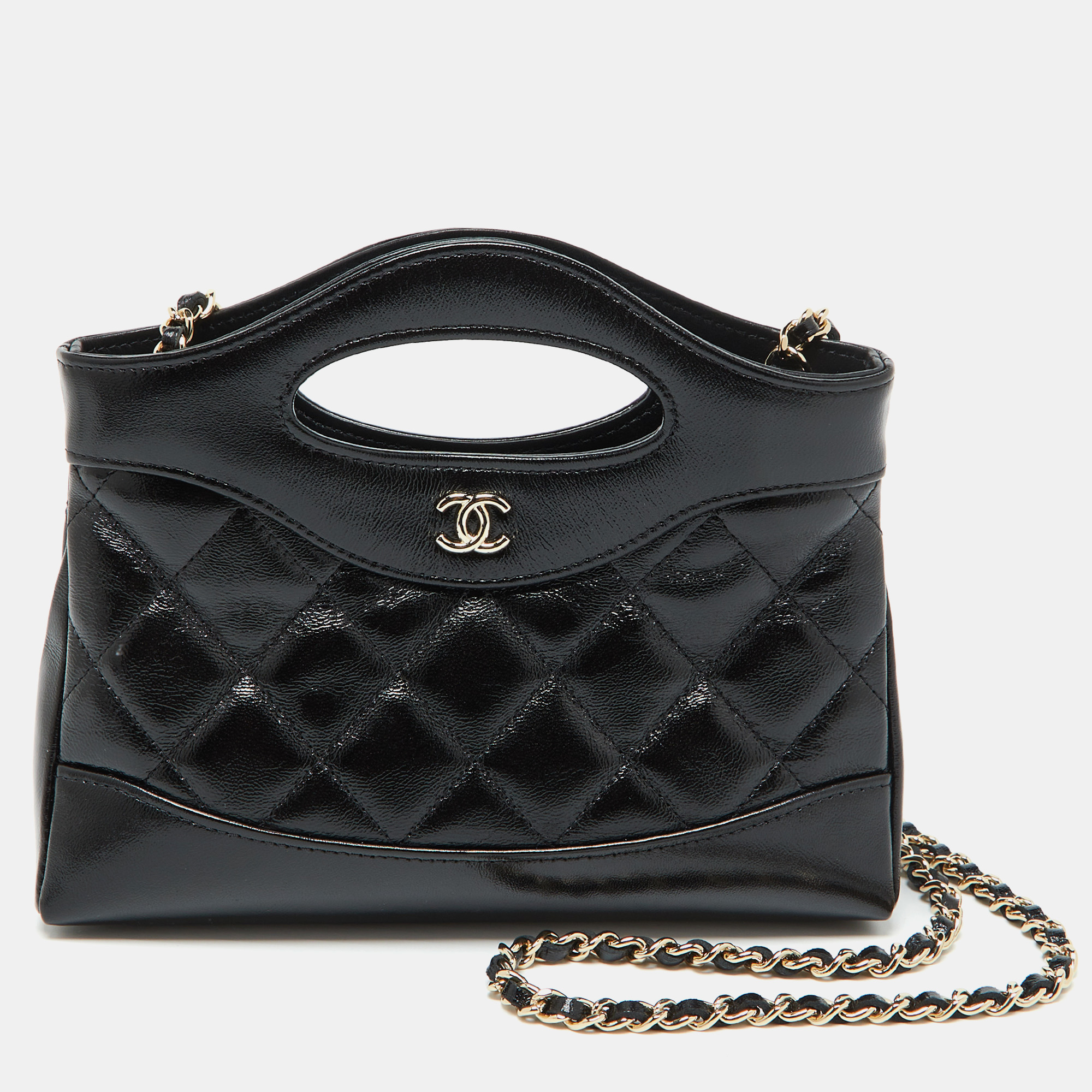 Chanel Black Quilted Leather Nano 31 Shopping Bag