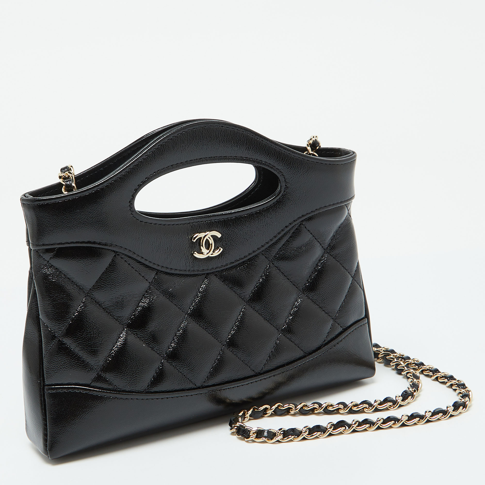 Chanel Black Quilted Leather Nano 31 Shopping Bag