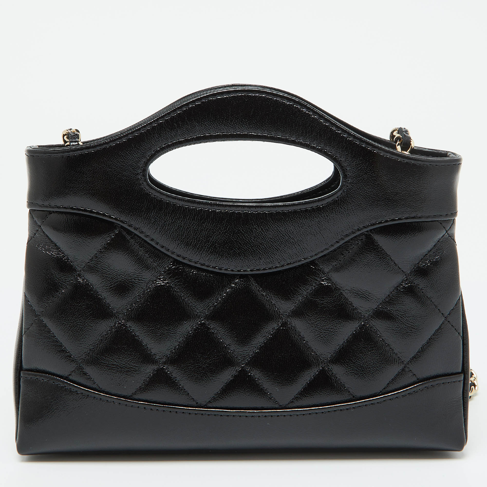 Chanel Black Quilted Leather Nano 31 Shopping Bag