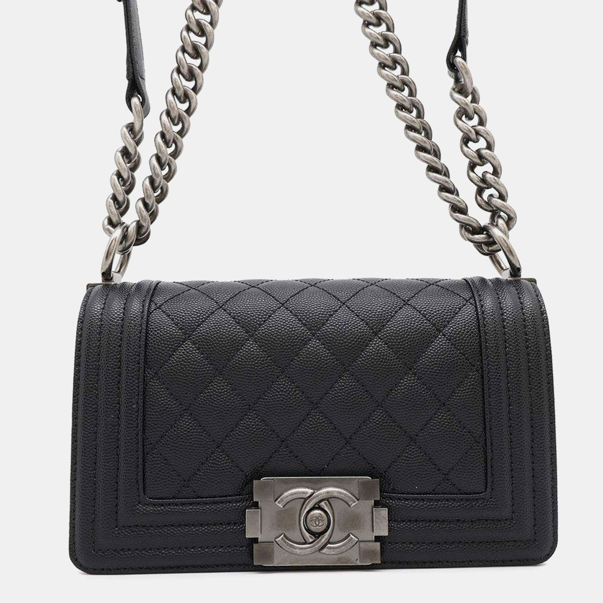 Chanel Black Caviar Leather Chanel Boy Bag