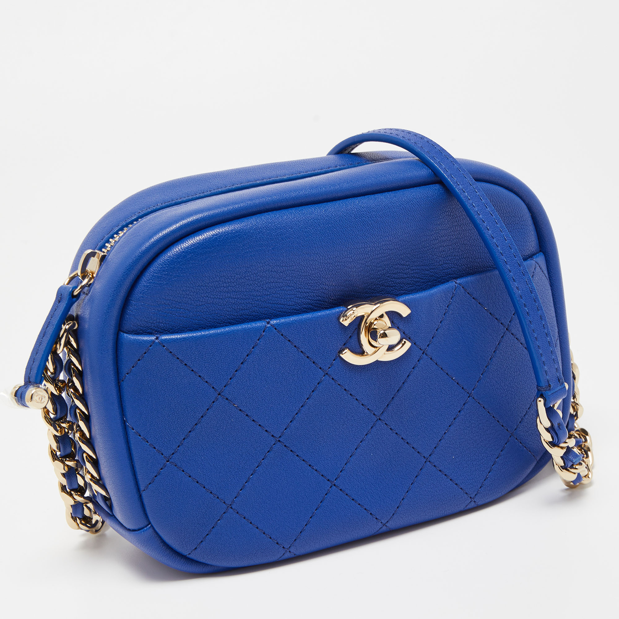 Chanel Blue Quilted Leather Small Casual Trip Camera Crossbody Bag