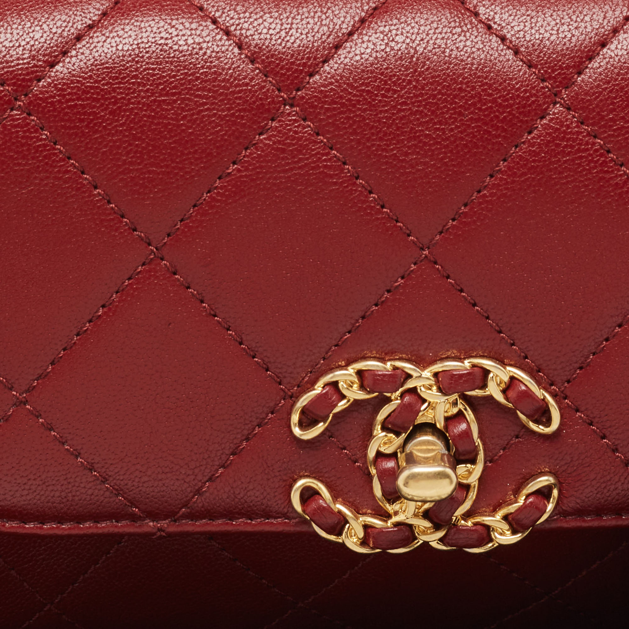 Chanel Dark Red Quilted Leather CC Flap Belt Bag