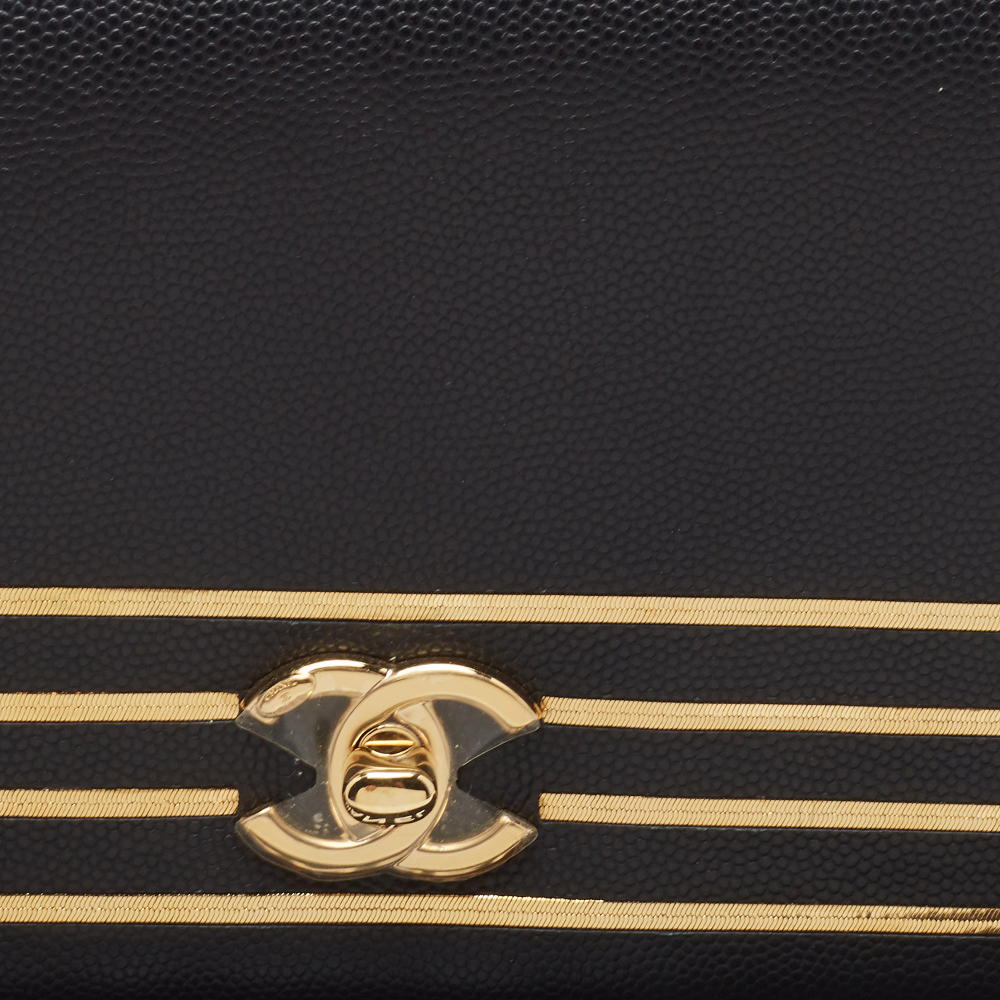 Chanel Black Caviar Leather Captain Gold Waist Bag