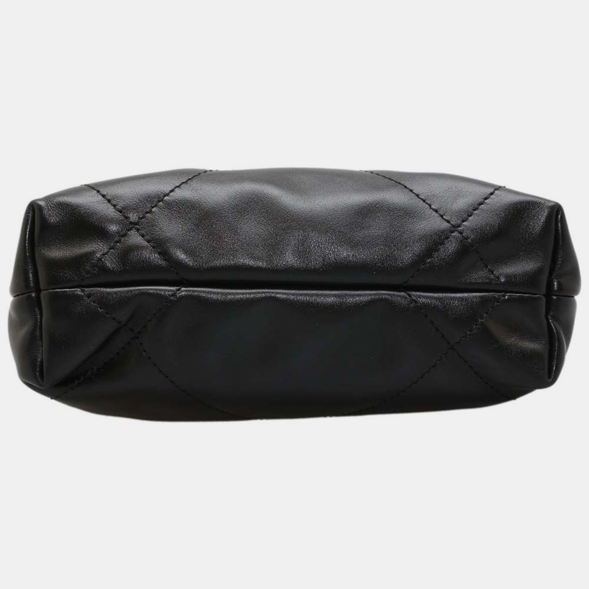 Chanel Black Leather Mini 22 Hobo Bag