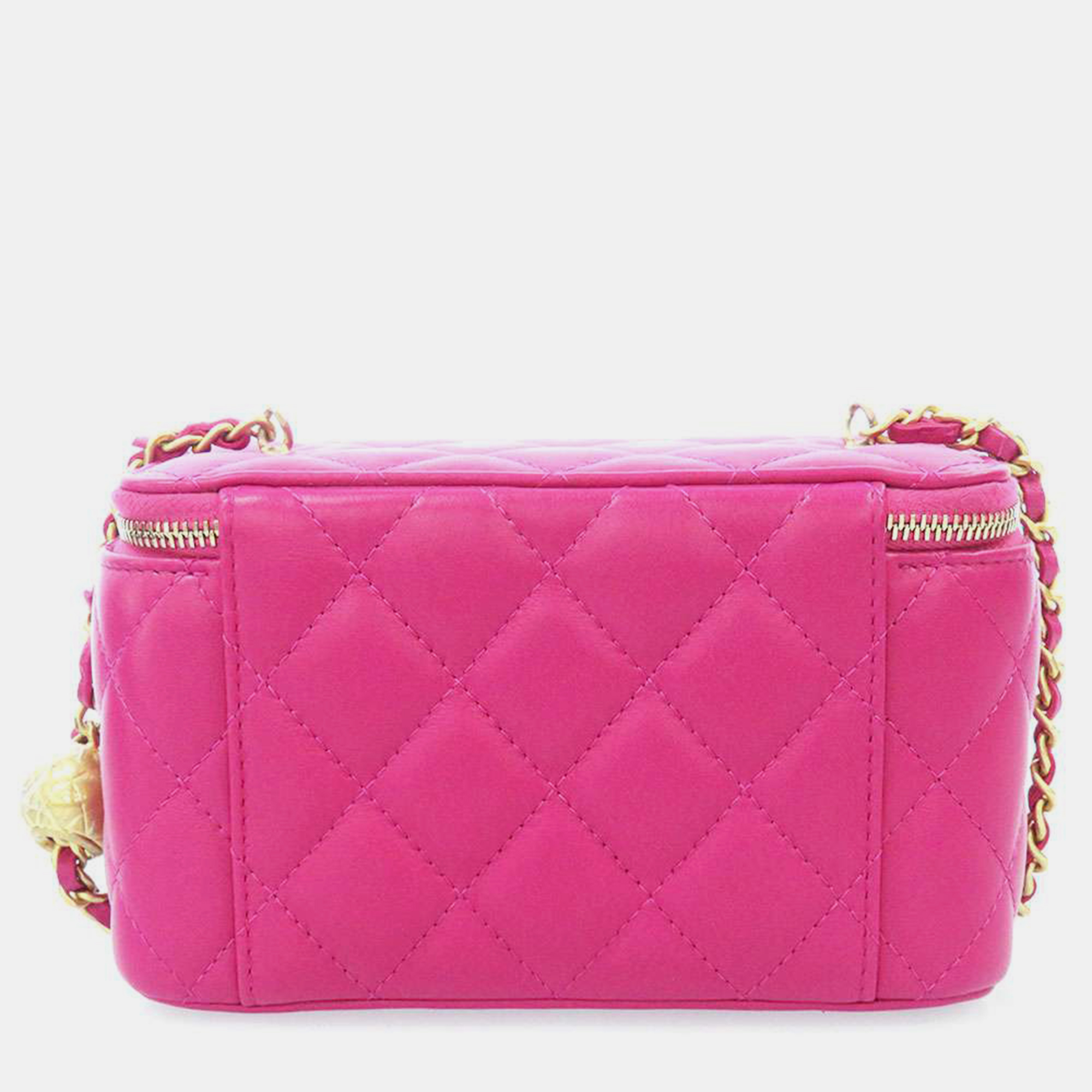 Chanel Pink Leather Vanity Case Shoulder Bag