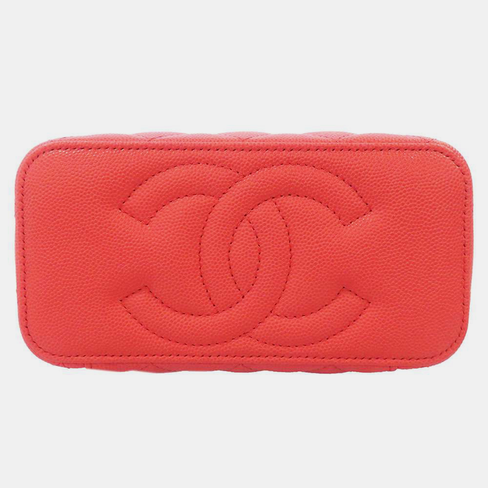 Chanel Red Leather Vanity Case Shoulder Bag