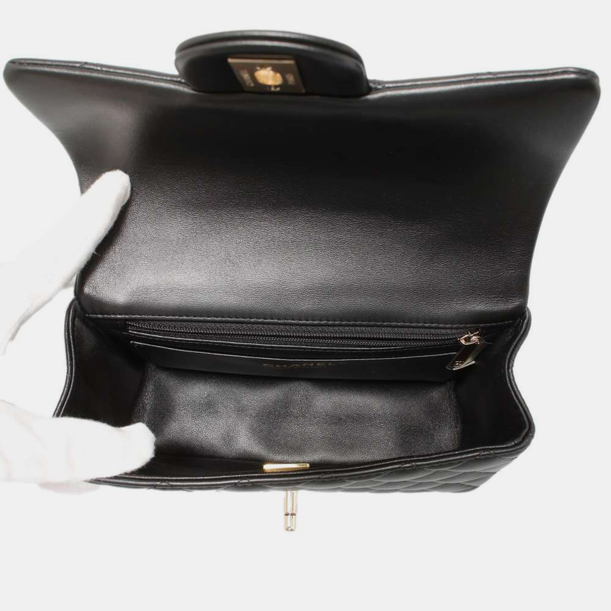 Chanel Black Leather Rectangular Mini Top Handle Flap Bag
