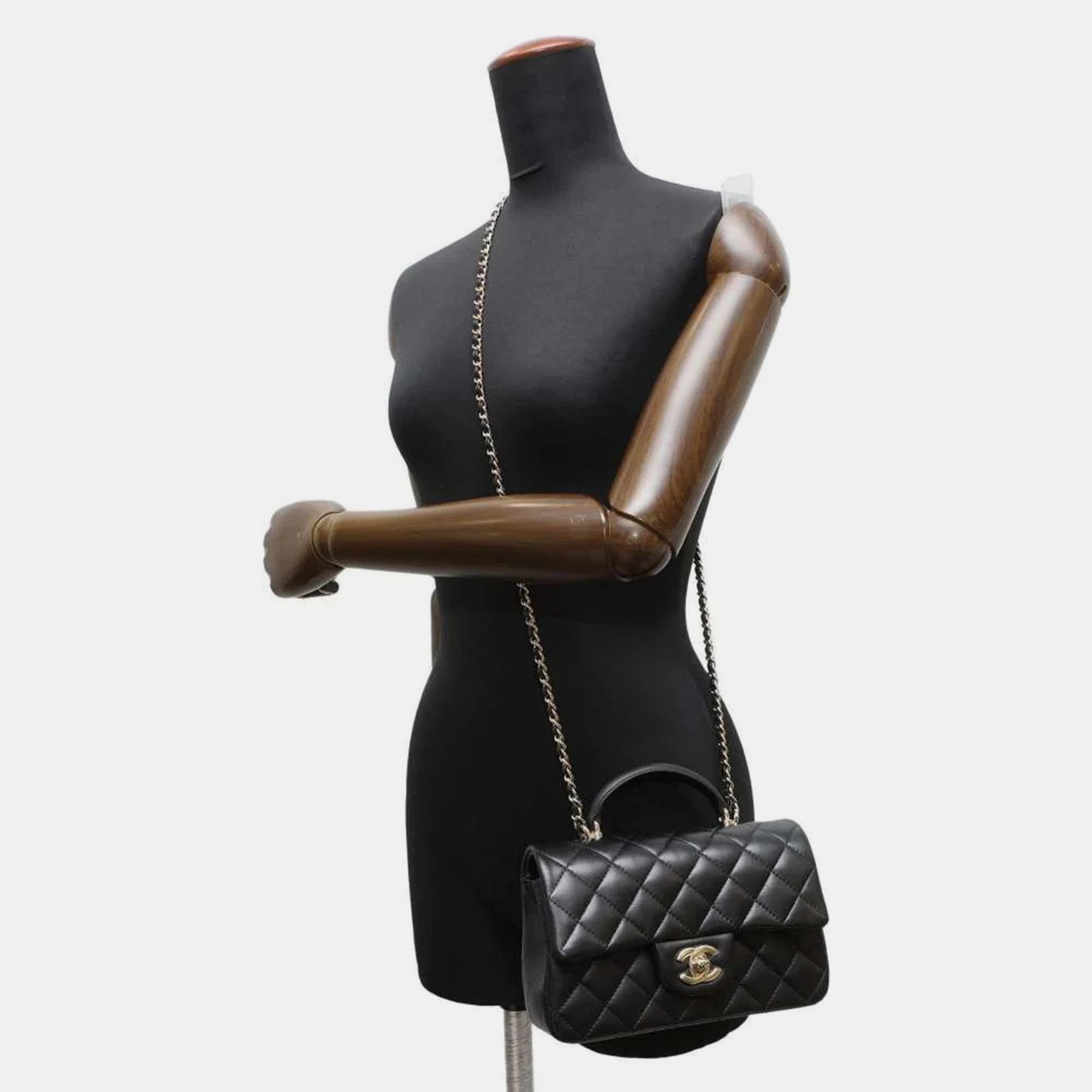 Chanel Black Leather Rectangular Mini Top Handle Flap Bag