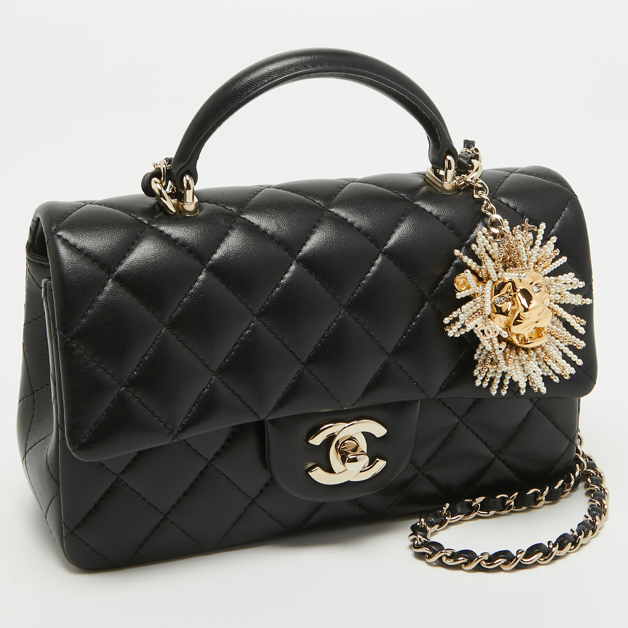 Chanel Black Quilted Leather Mini Rectangular Top Handle Bag