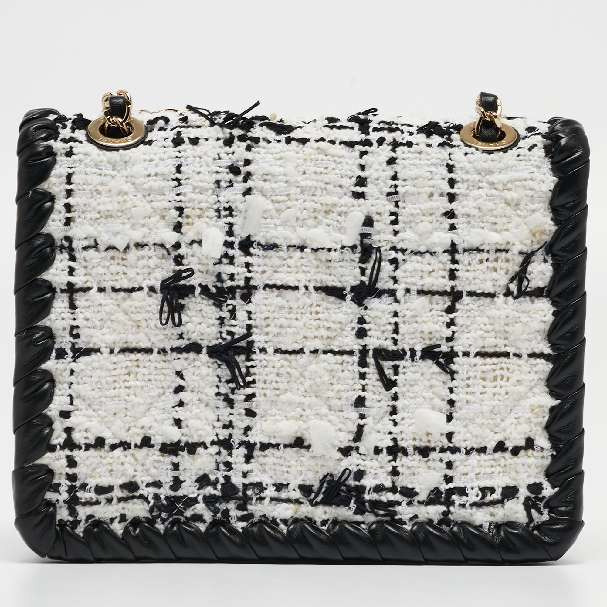 Chanel Black/White Tweed And Leather Mini My Own Frame Flap Bag