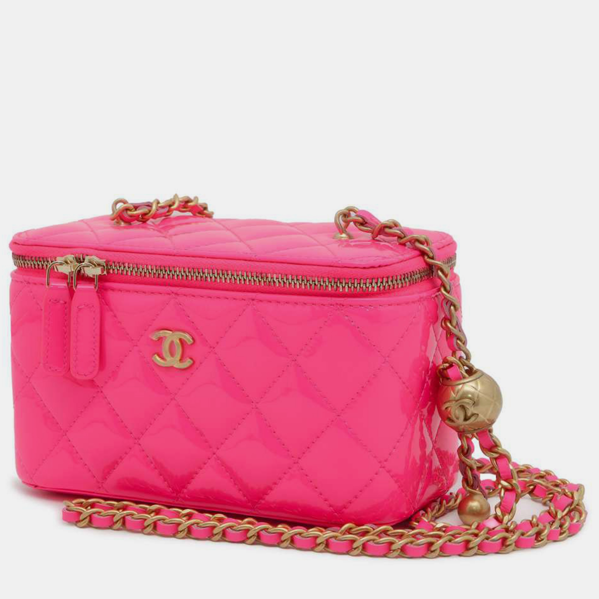 Chanel pink leather vanity case chain shoulder bag