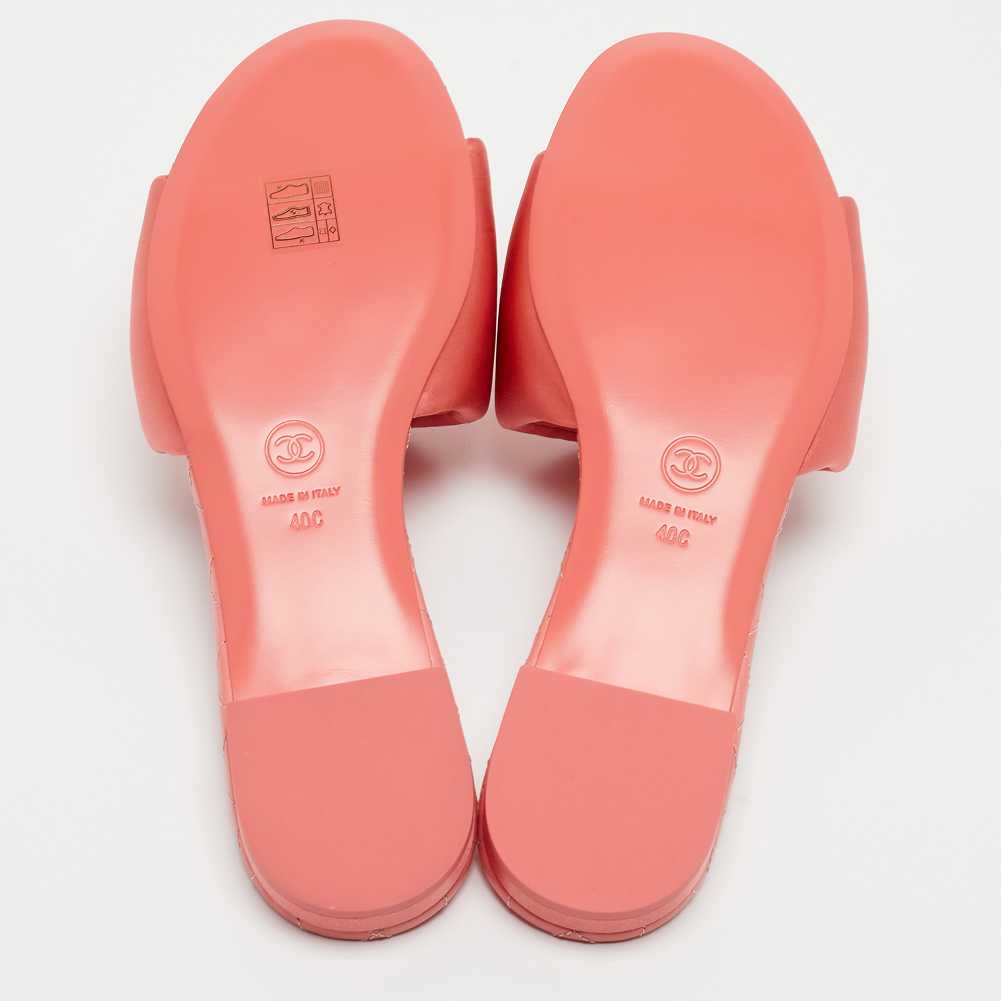Chanel Pink Satin CC Flat Slides Size 40