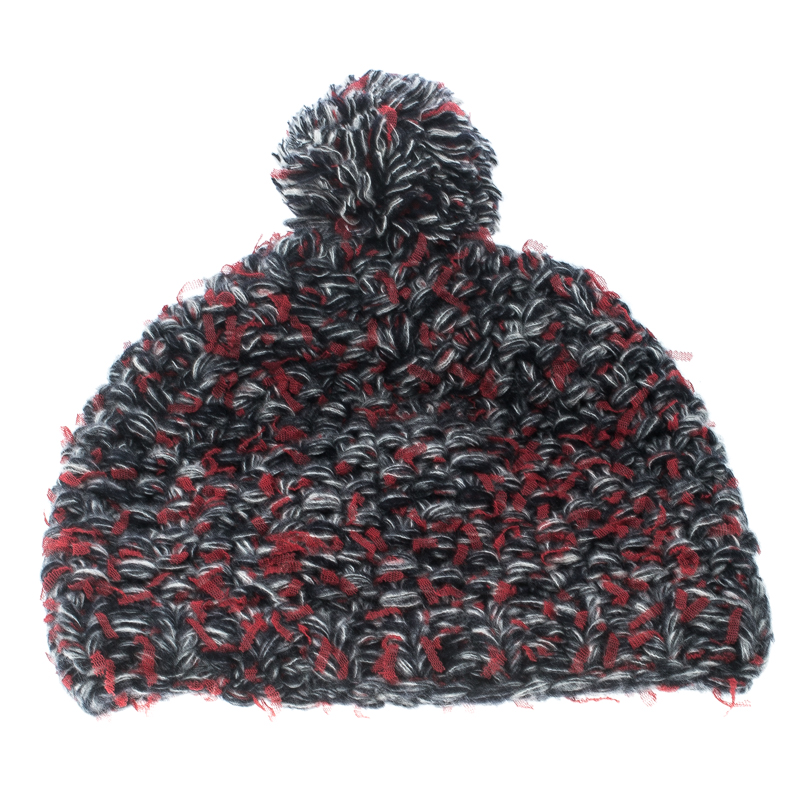Image of Chanel Multicolor Cashmere and Wool Chunky Knit Pom Pom Beanie