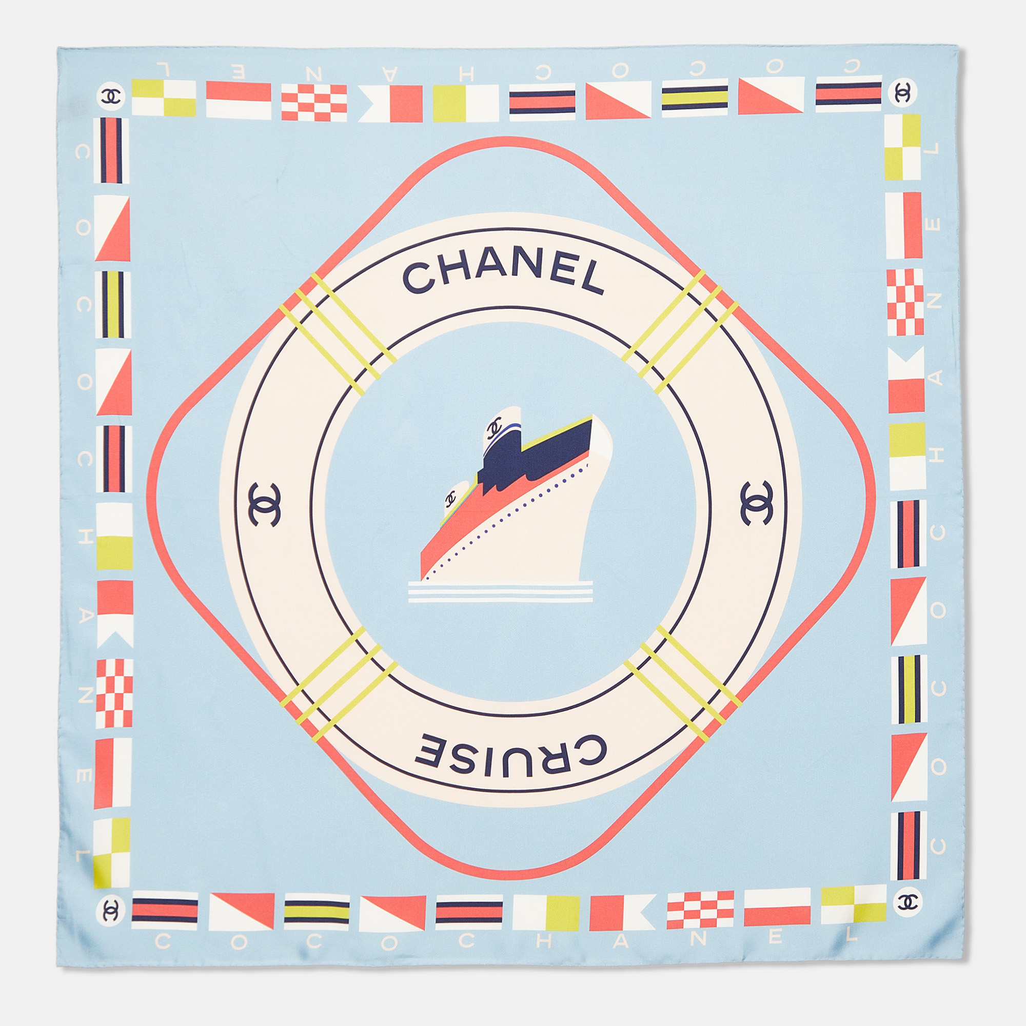 Chanel Blue Chanel Cruise Print Silk Scarf