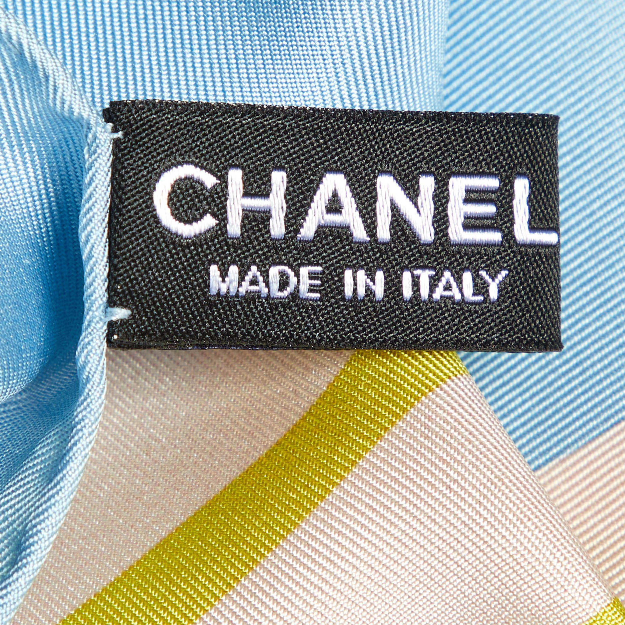 Chanel Light Blue CC Cruise Print Silk Square Scarf