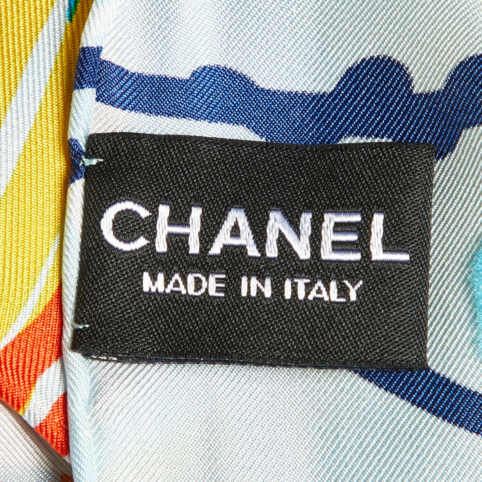 Chanel Multicolor Scribble Print Silk Square Scarf