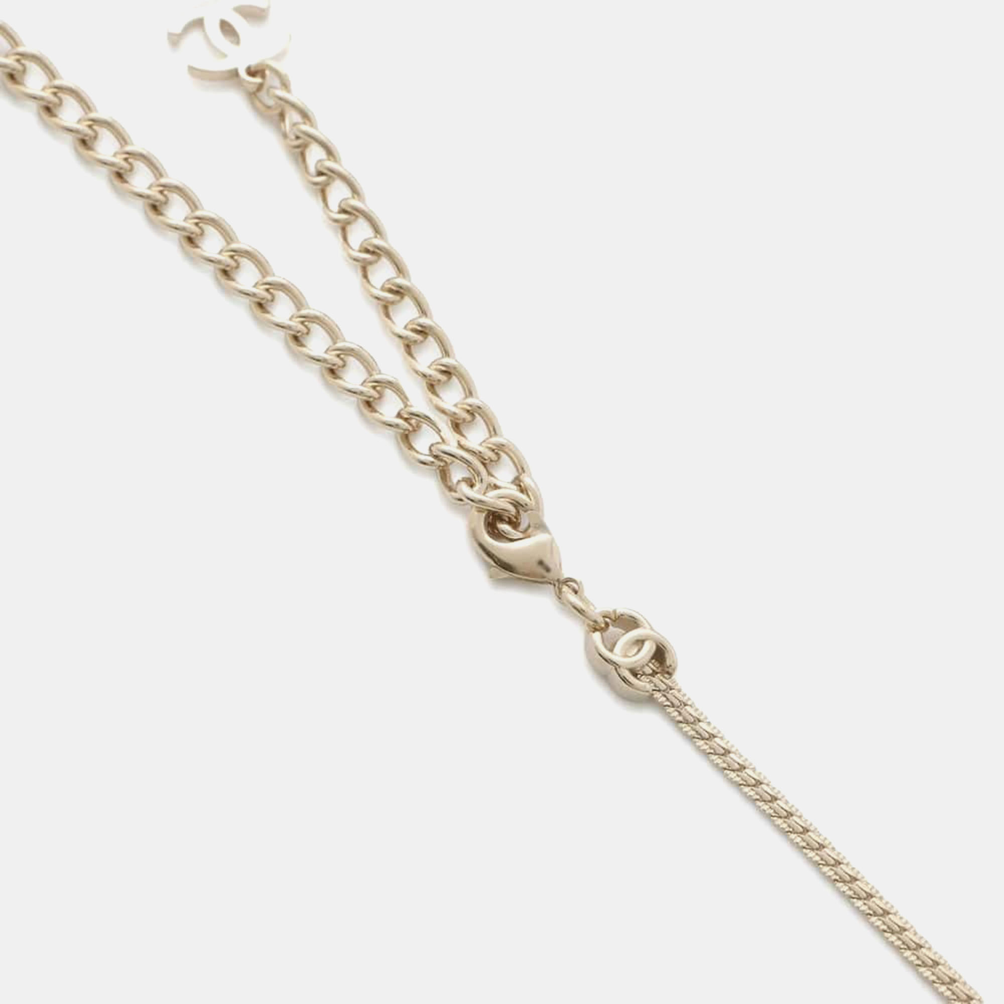 Chanel Gold Metal CC Logo Necklace