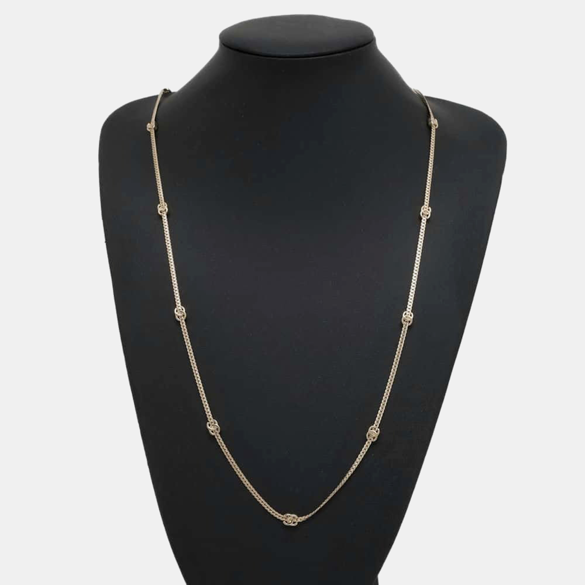 Chanel Gold Metal CC Logo Necklace