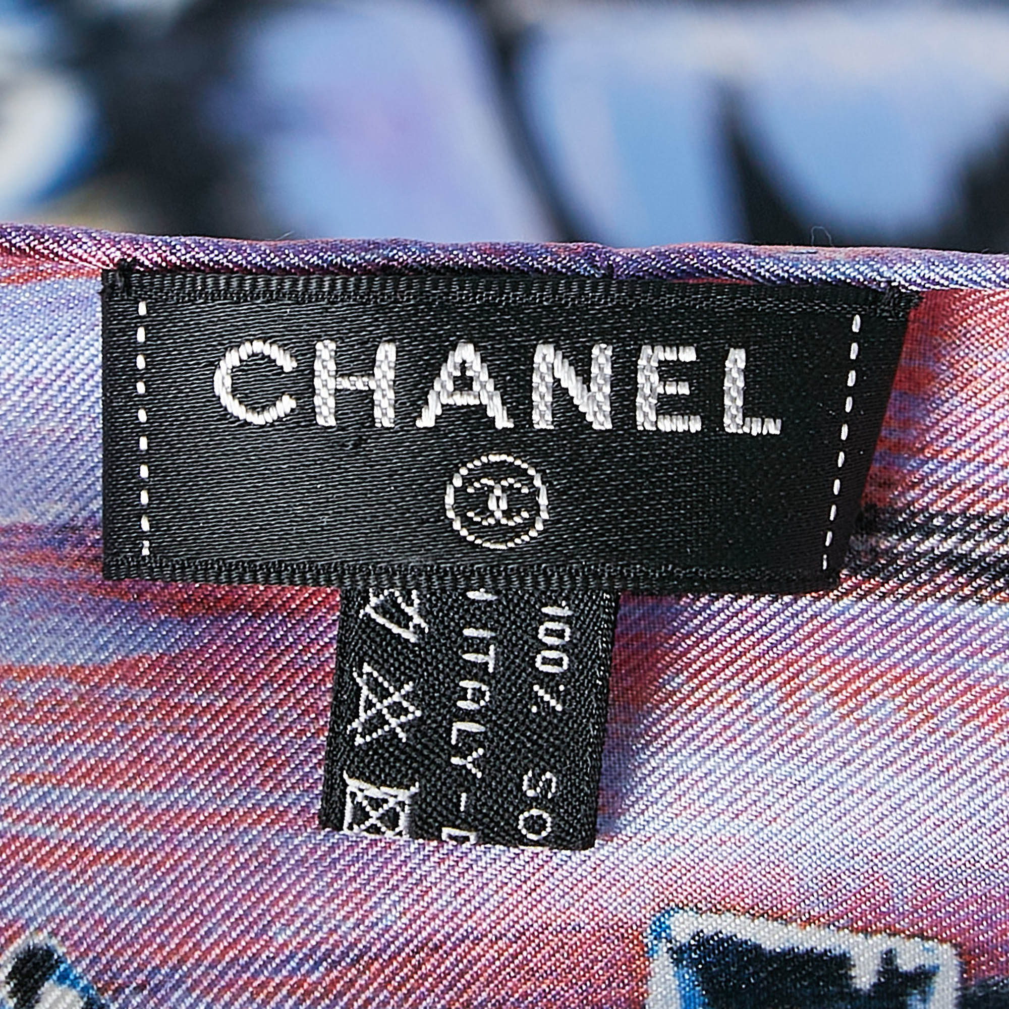 Chanel Multicolor Abstract Print Silk Square Scarf