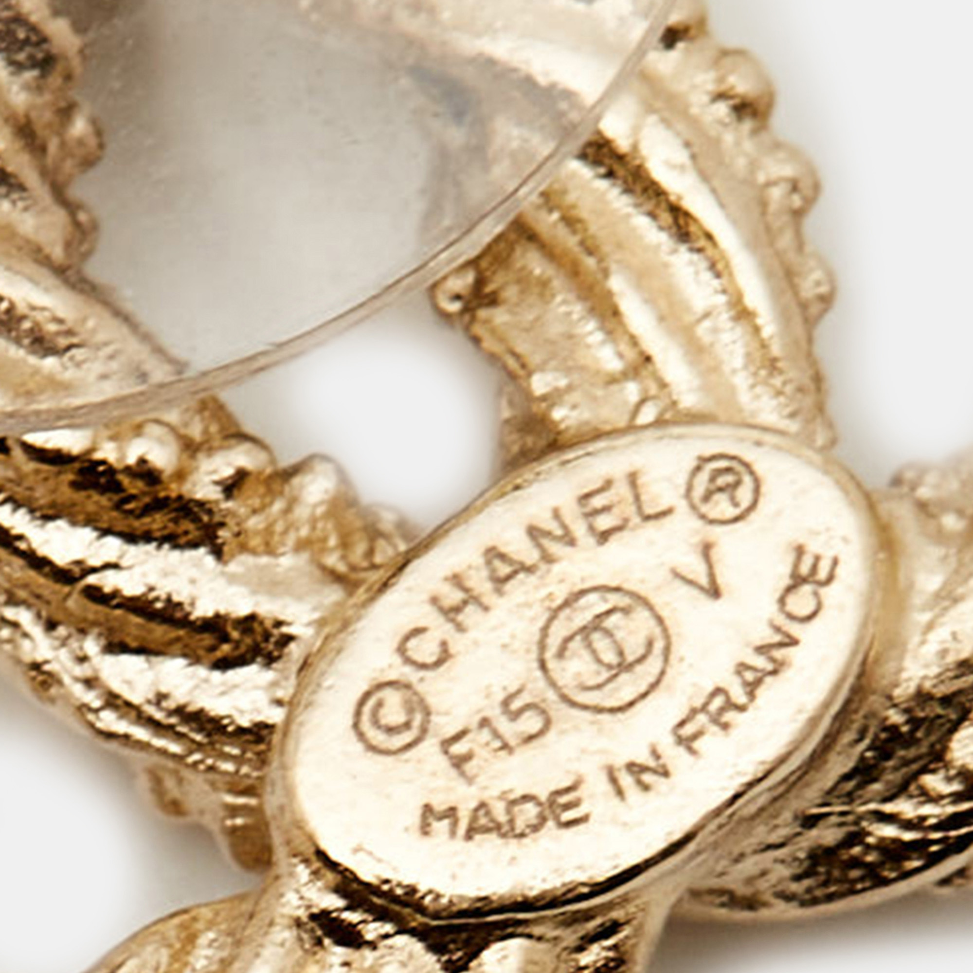 Chanel CC Crystal Twisted Gold Tone Earrings