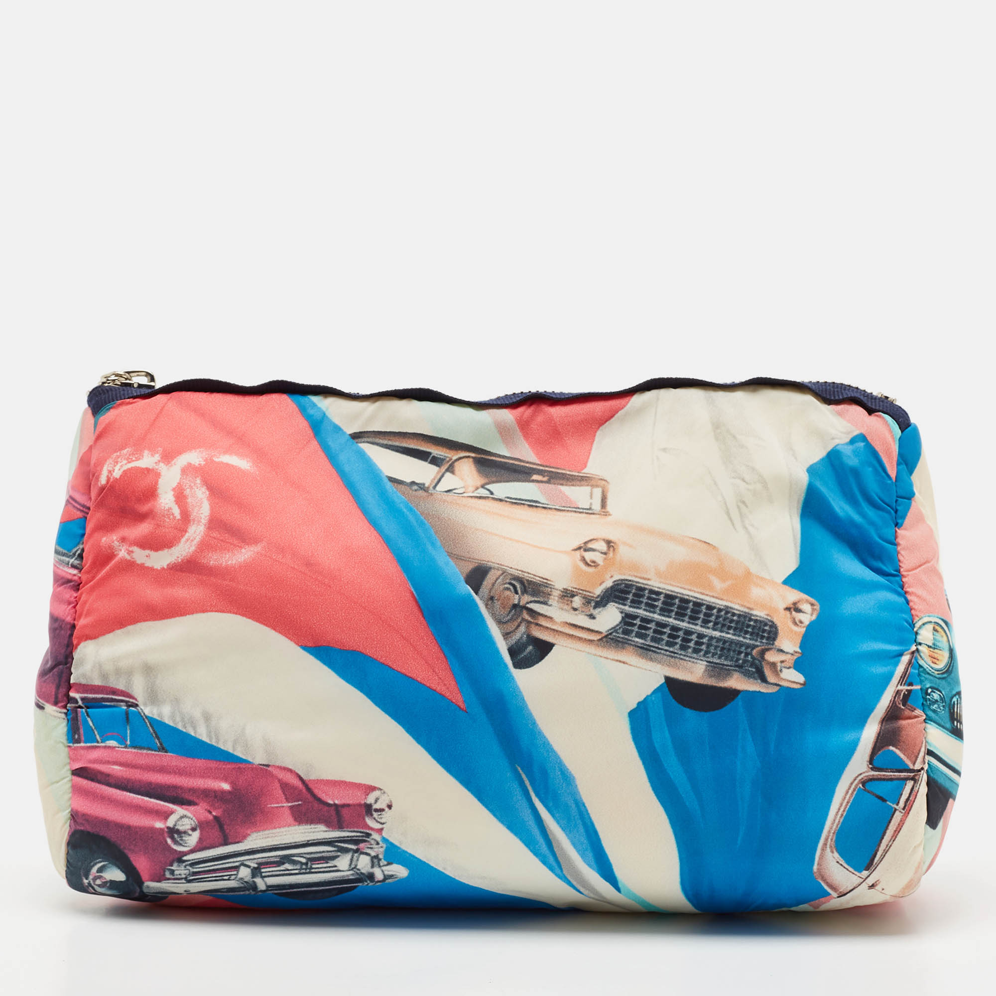 Chanel Multicolor Car Printed Fabric Cosmetic Pouch
