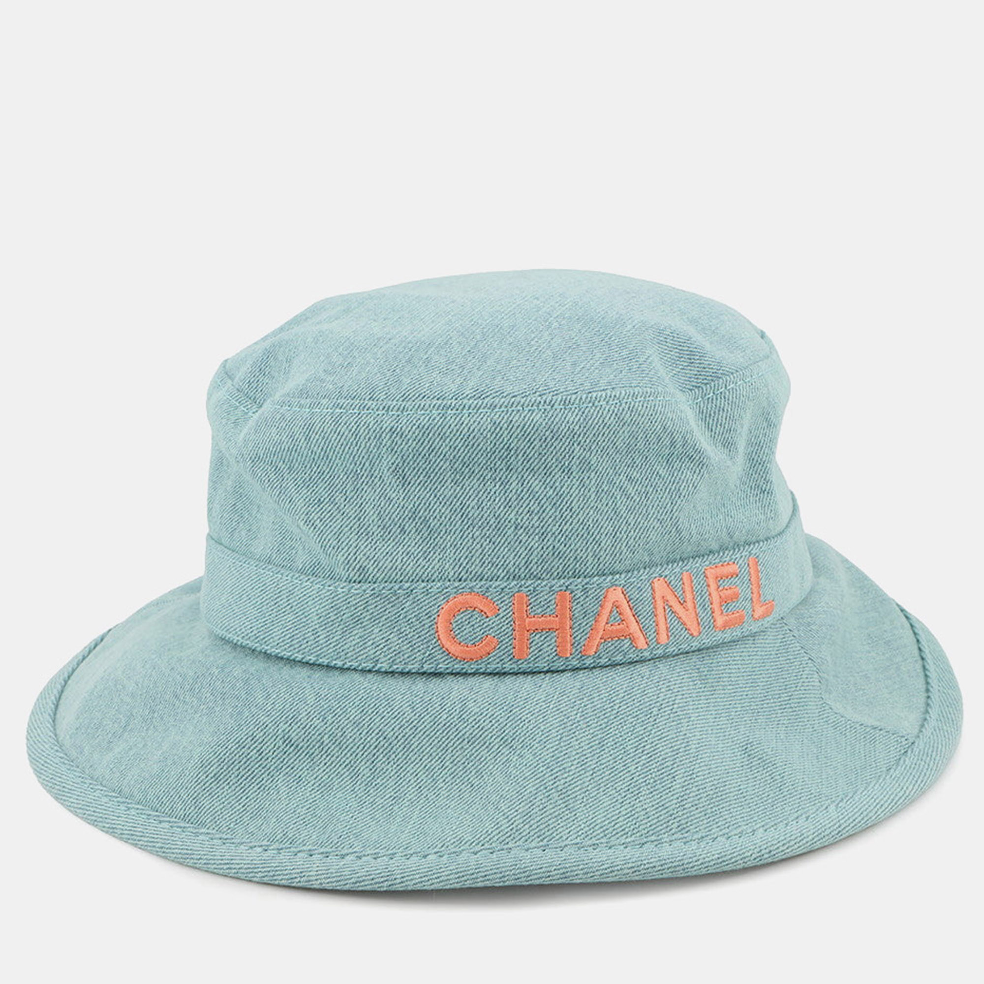 Chanel Hat Logo Size Aqua Green Denim
Chanel Hat Logo Size Aqua Green Denim
