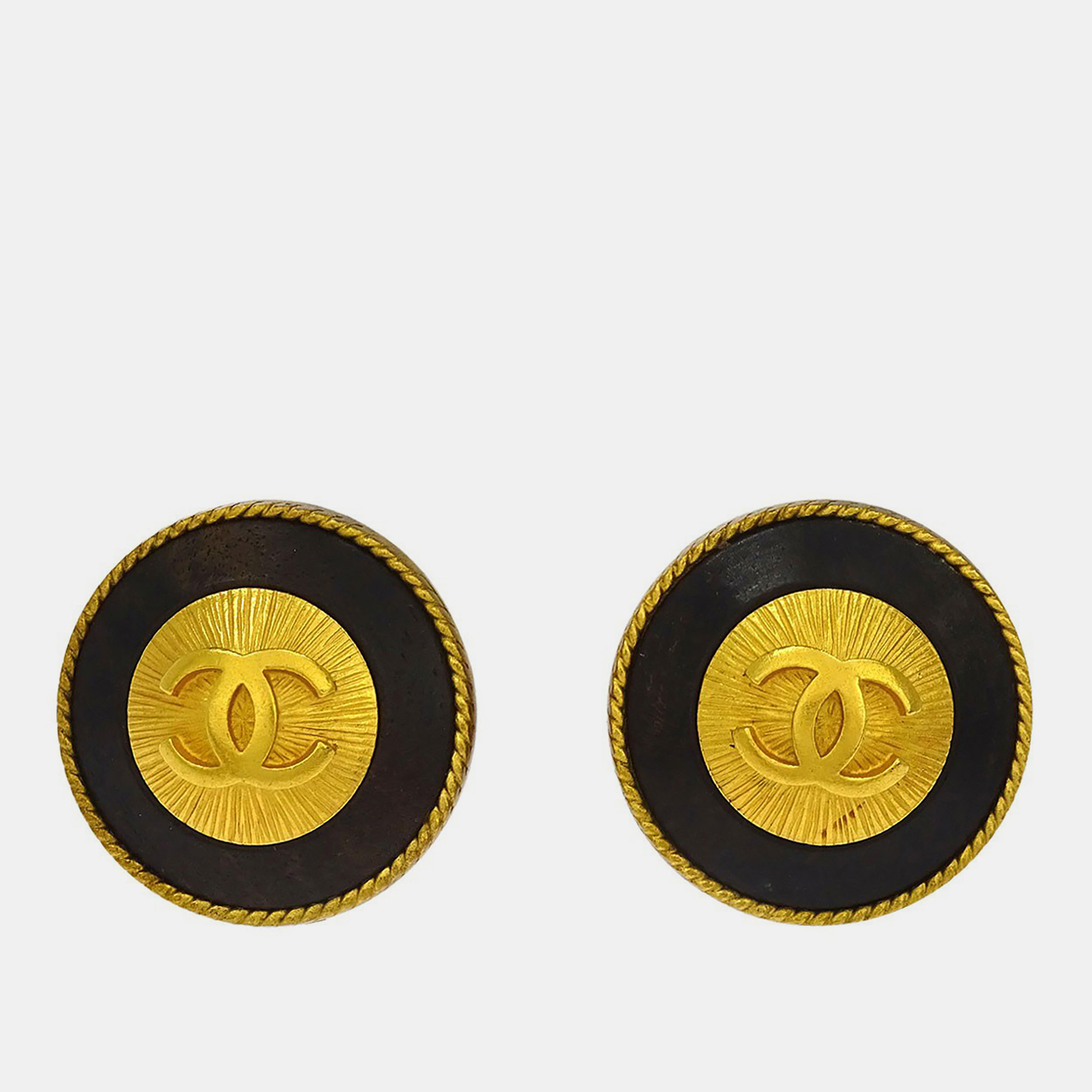 Chanel Gold Button Earrings Clip-On, Black
Chanel Gold Button Earrings Clip-On, Black