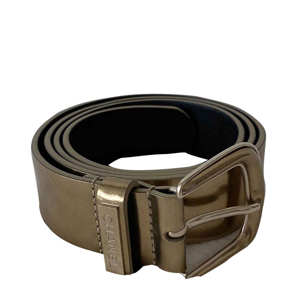 Chanel metallic gold leather belt 85