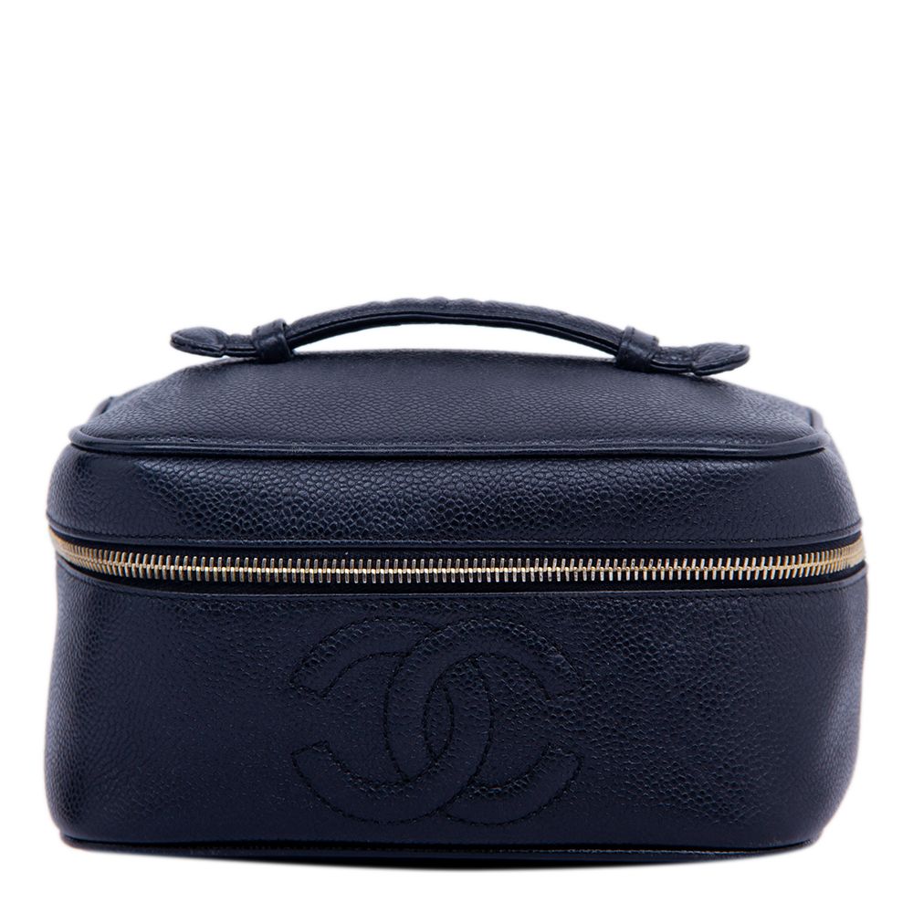Chanel Black Leather Vanity Case Bag
