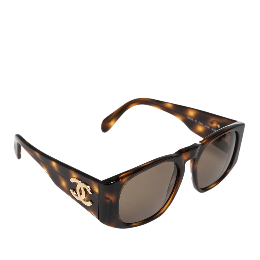 Chanel Brown Tortoise Shell 01451 CC Square Sunglasses