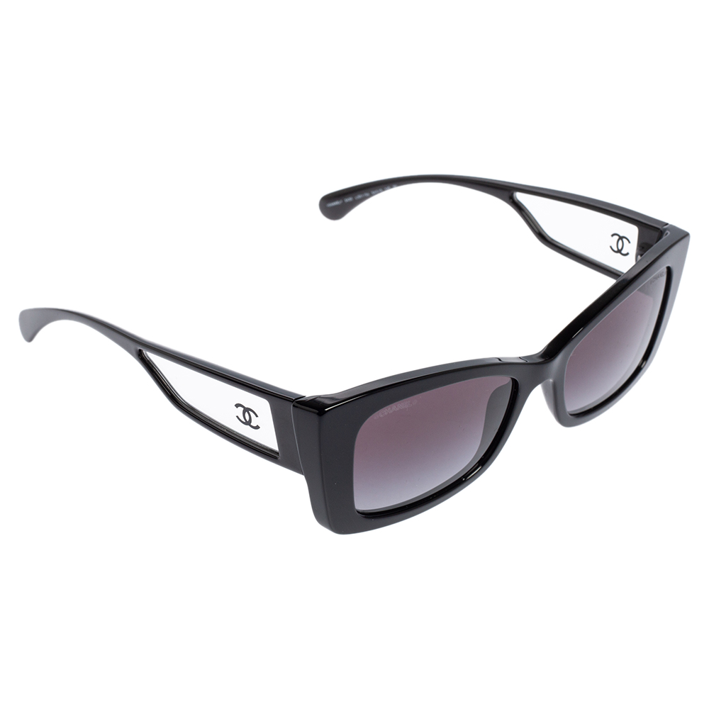 Chanel Black Acetate 5430 Gradient Rectangular Sunglasses