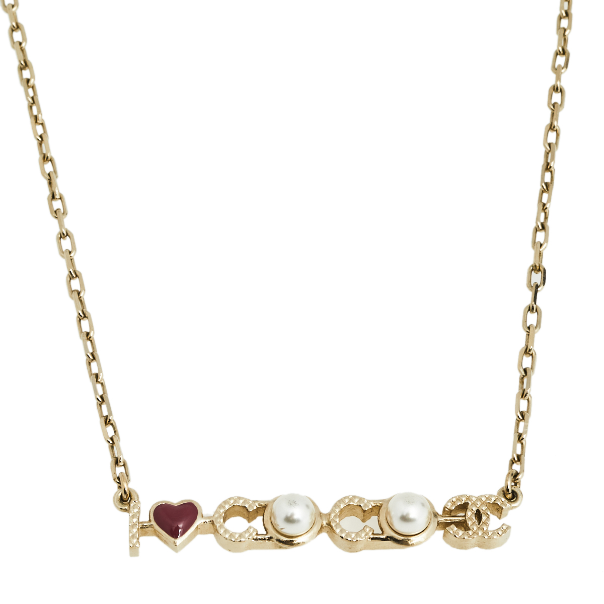 Chanel Gold Tone 'I Love Coco' Pendant Necklace