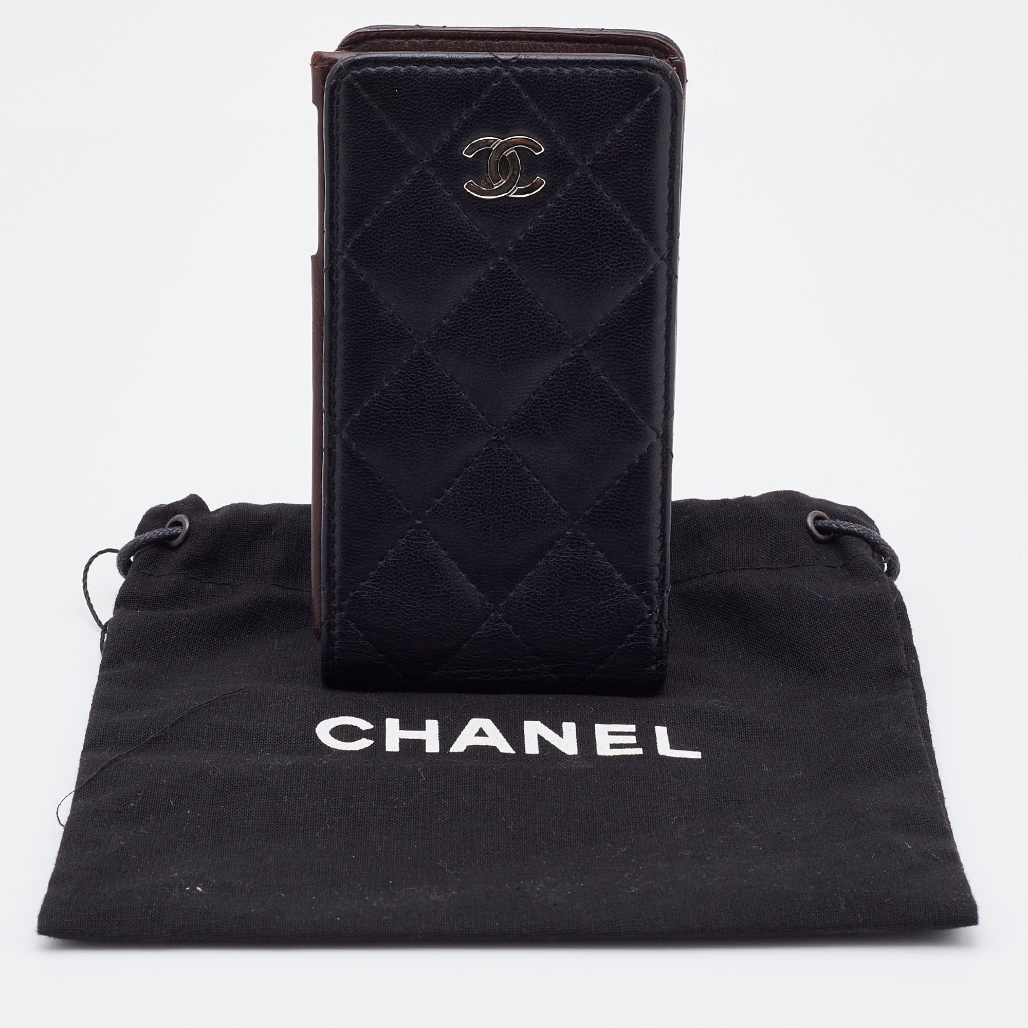 Chanel Black Quilted Leather CC IPhone4/5 Case