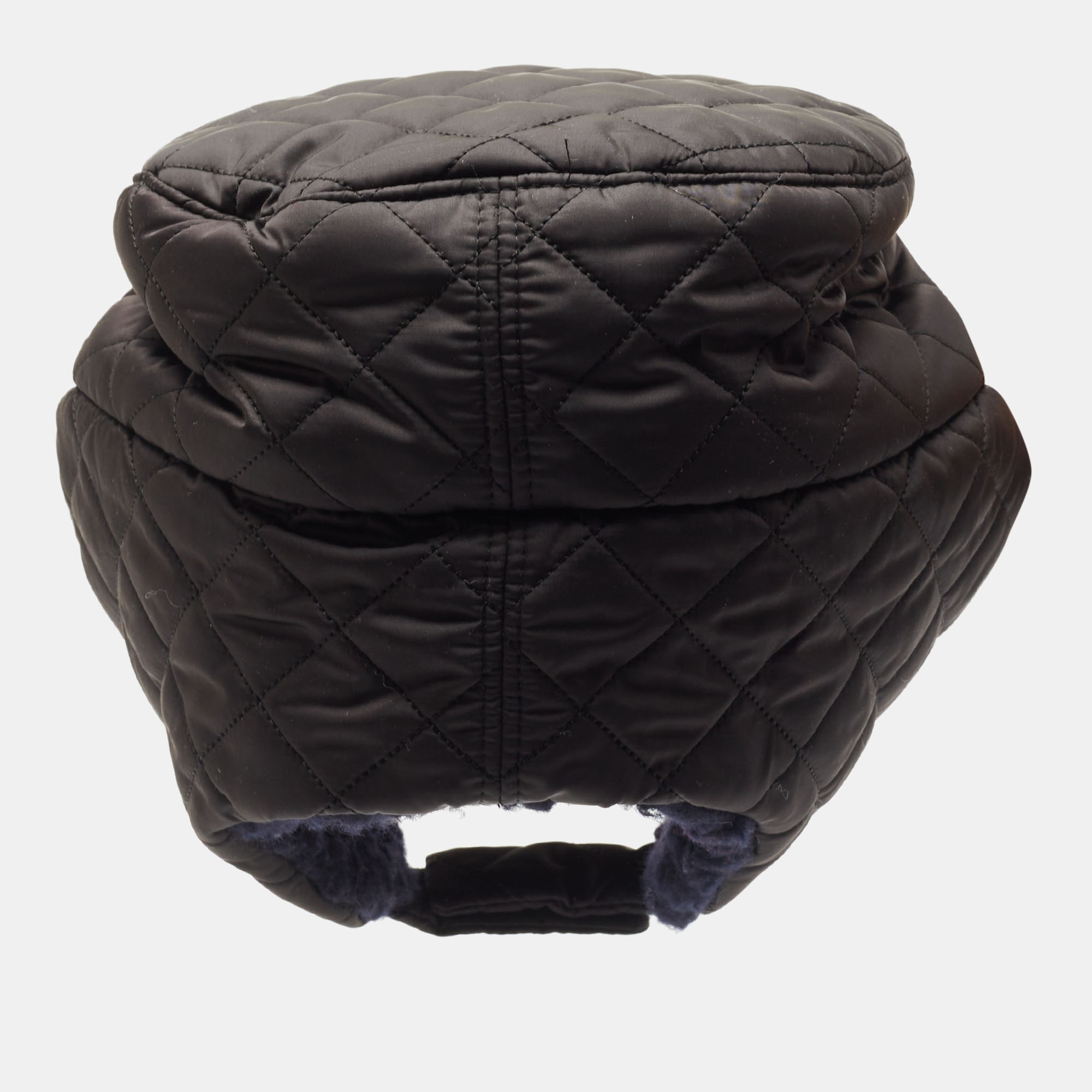 Chanel Black Quilted Coco Neige Trapper Hat M