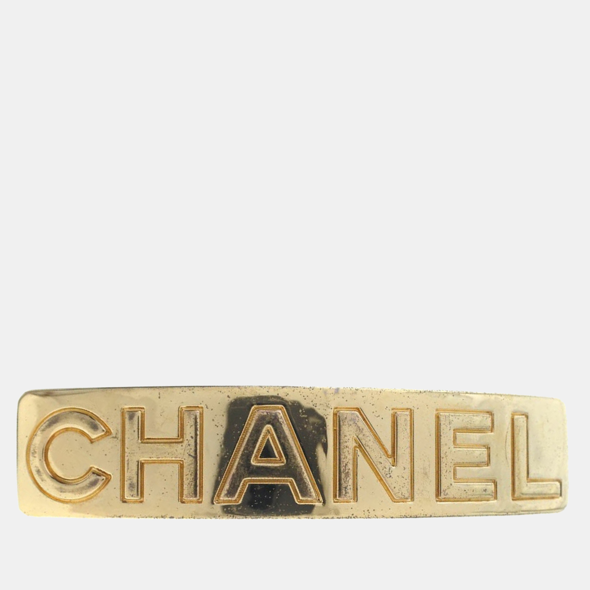 Chanel Vintage Gold Plated CC Logo Hair Clip