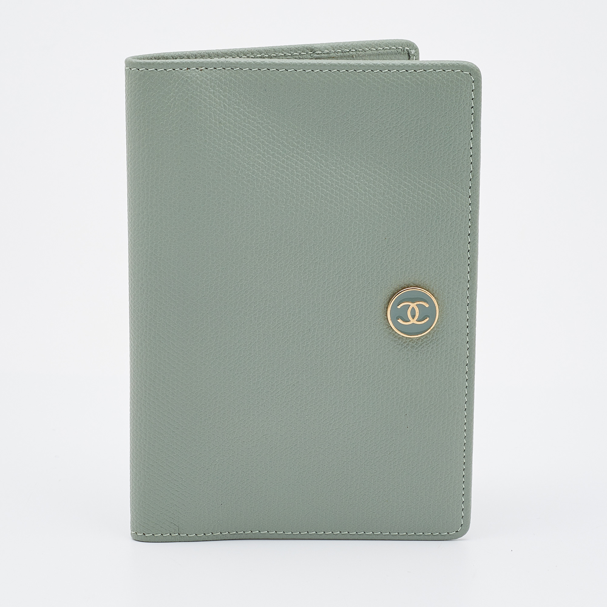 Chanel Pale Green Leather Vintage Passport Holder