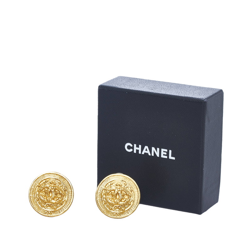 Chanel Gold Metal CC Clip On Earrings Earrings