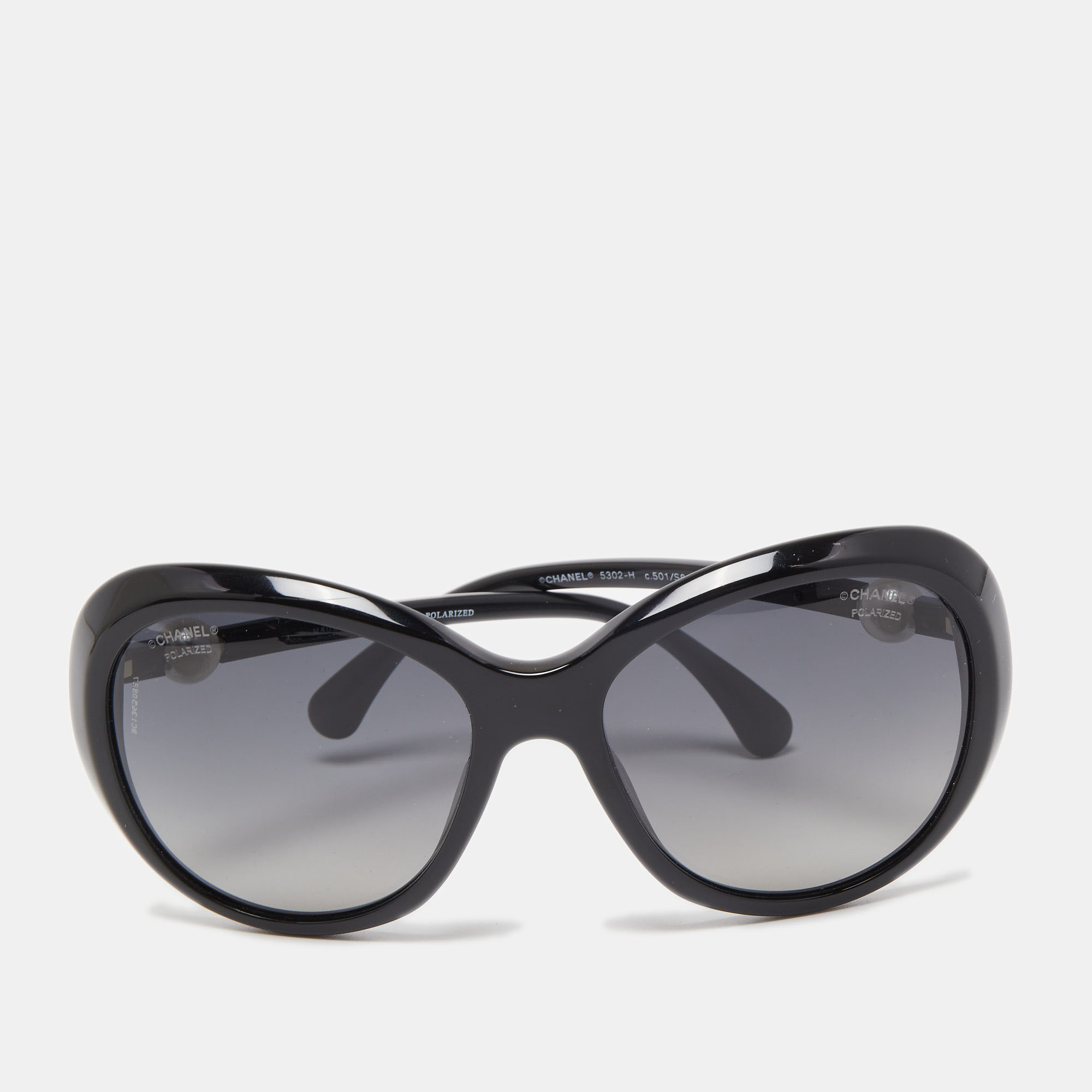 Chanel Black Gradient 5302-H Pearl Oversized Sunglasses