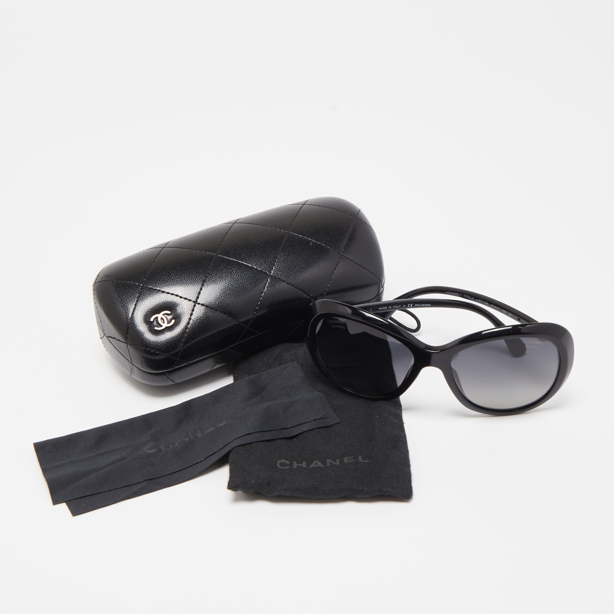 Chanel Black Gradient 5302-H Pearl Oversized Sunglasses