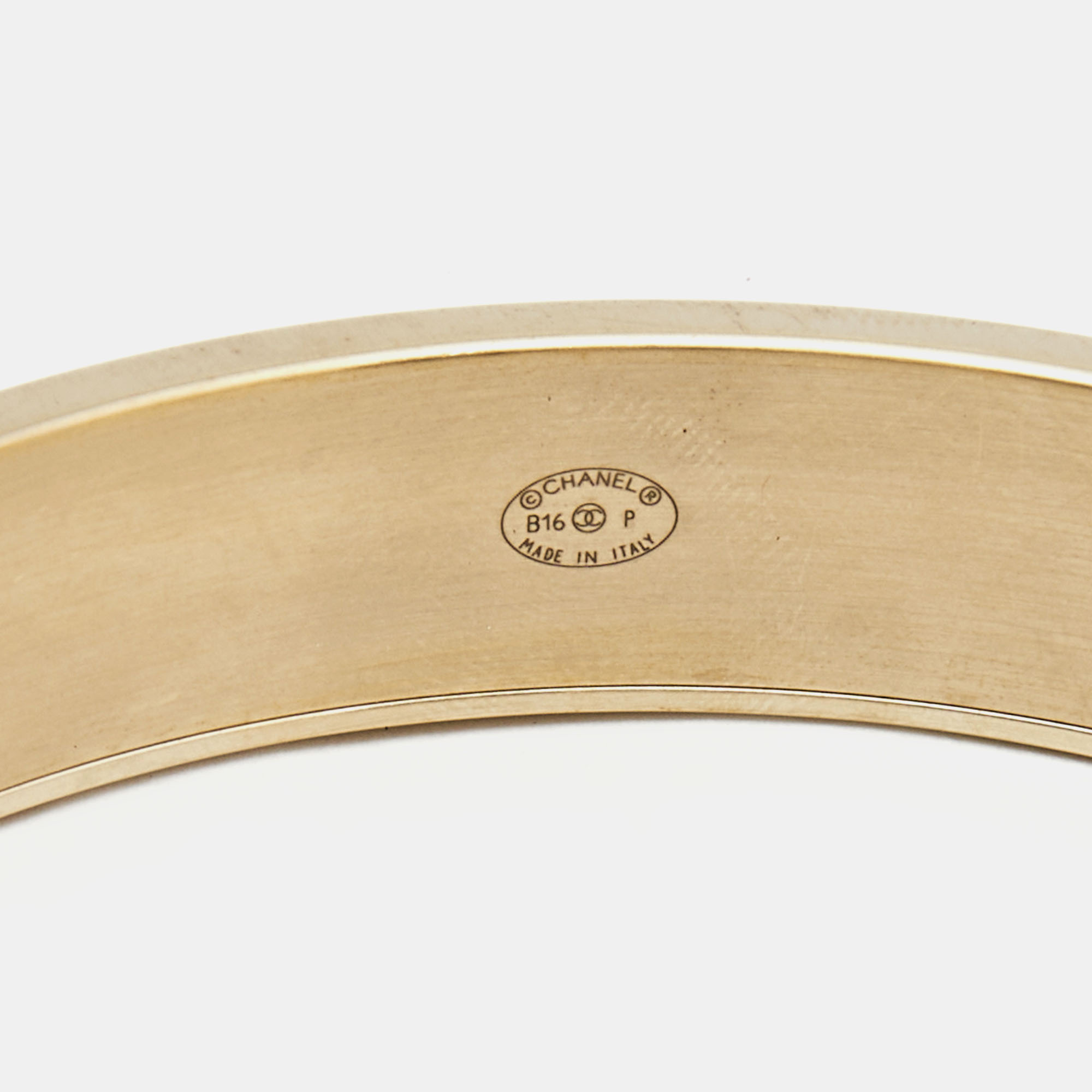Chanel CC Composite Gold Tone Bangle Bracelet